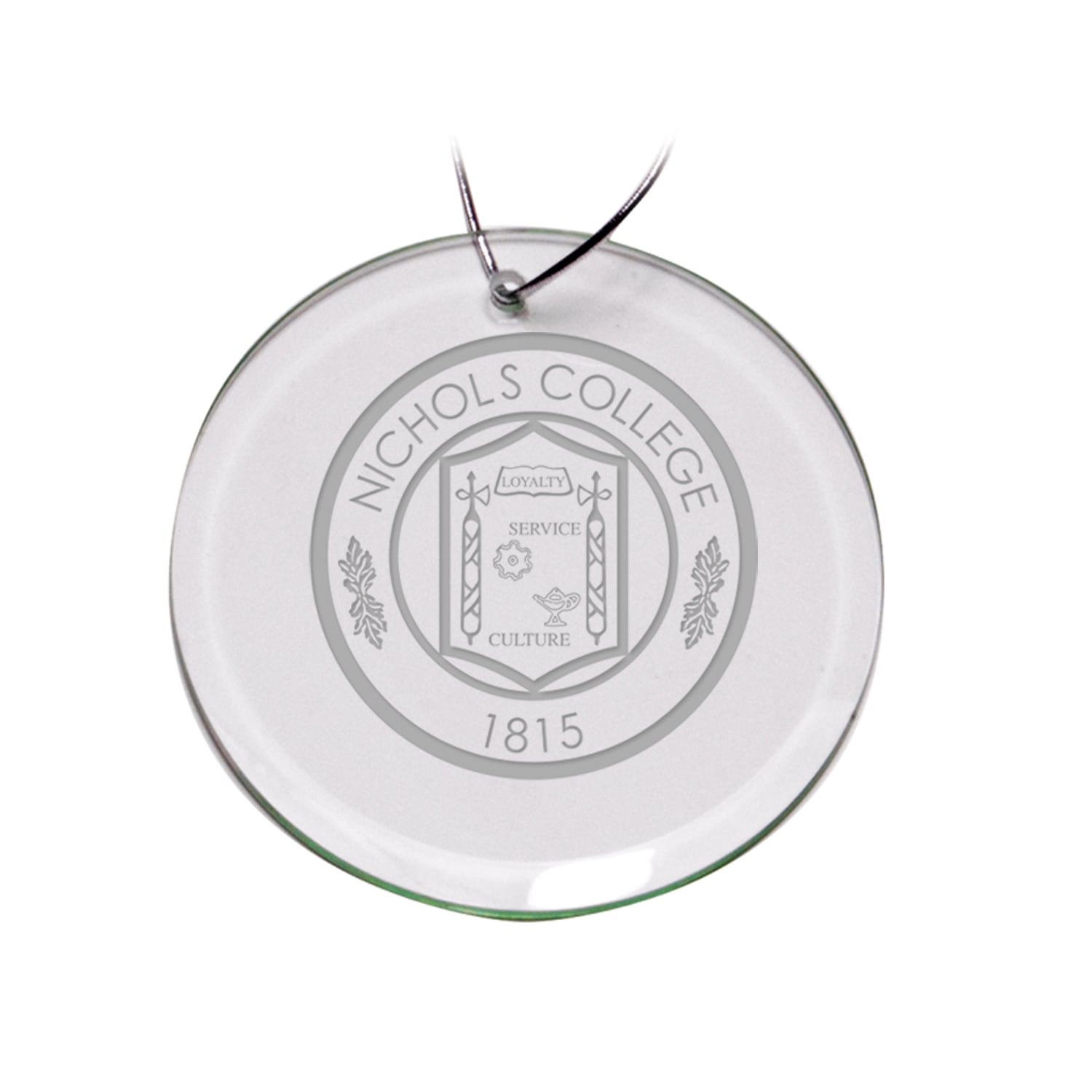 Nichols College Bison Team Logo 3'' Round Glass Ornament