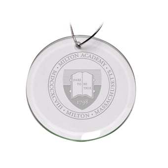 Milton Academy Mustangs Primary Logo 3'' Round Glass Ornament