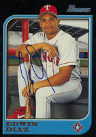 Edwin Diaz Texas Rangers 1997 Bowman Autographed Card. This item comes with a certificate of authenticity from Autograph-Sports. Autographed