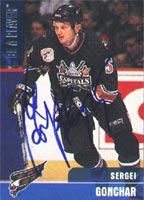 Sergei Gonchar Washington Capitals 1999 In The Game Be A Player Autographed Card. This item comes with a certificate of authenticity from Autograph-Sports. Autographed