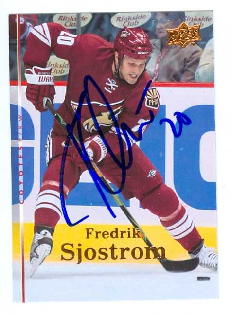 Fredrik Sjostrom autographed Hockey Card (2007-2008 Upper Deck)