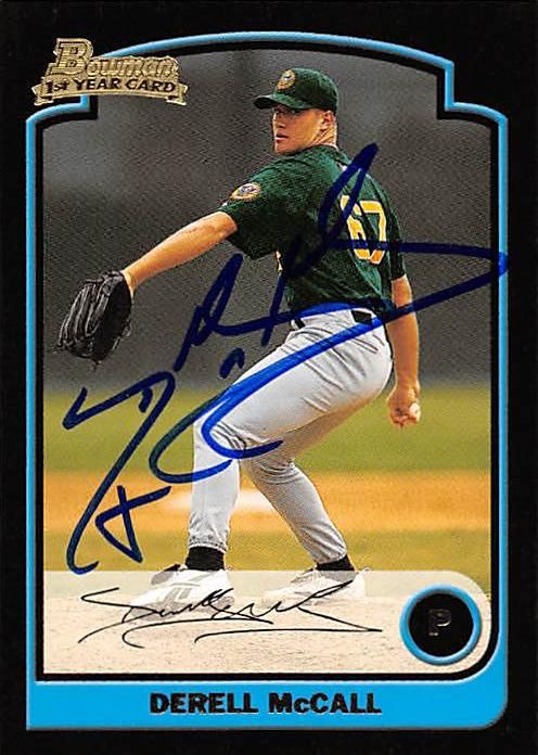 Derell McCall autographed baseball card (Oakland Athletics, FT) 2003 Bowman 1st Year #259