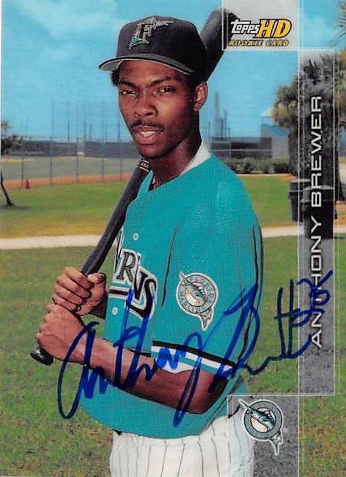 Anthony Brewer autographed baseball card (Florida Marlins FT) 2001 Topps HD #64 Rookie