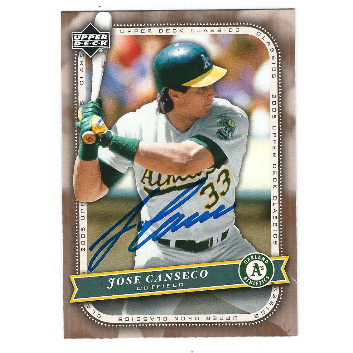 Autographed JOSE CANSECO 2005 UPPER DECK CLASSICS CARD