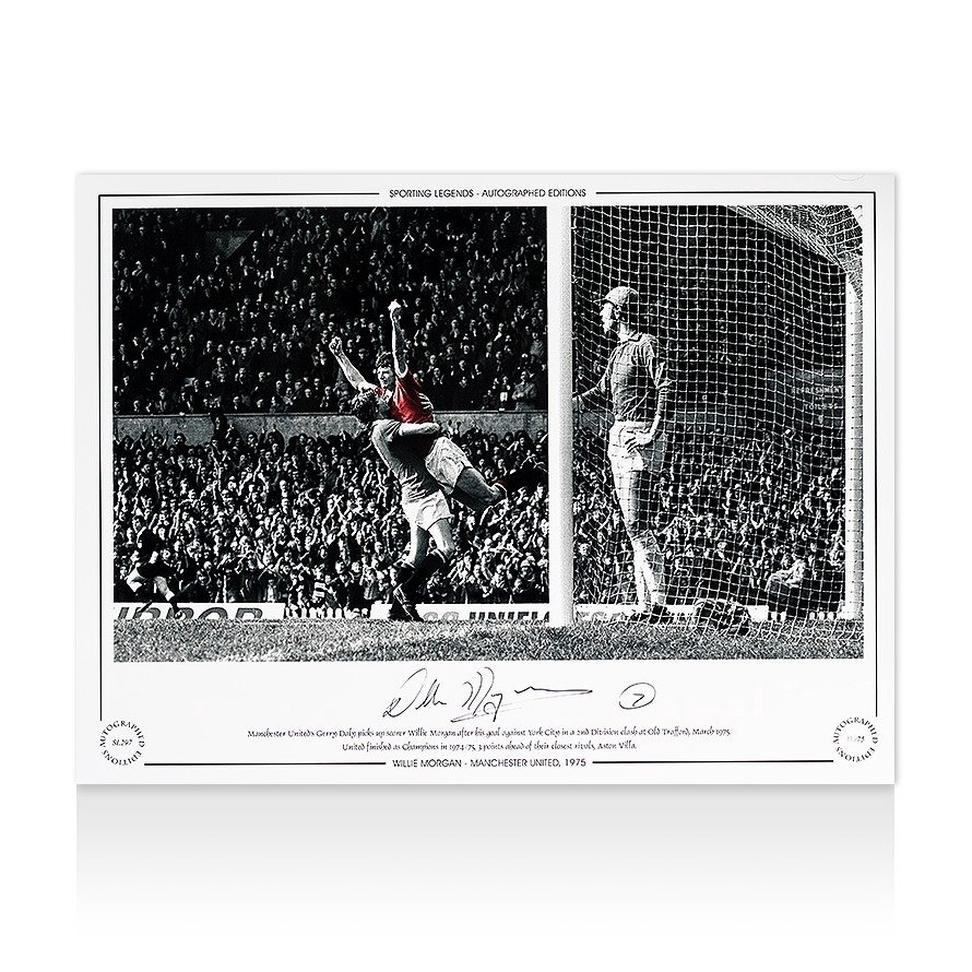 Willie Morgan Signed Manchester United Photo - 1975 Autograph