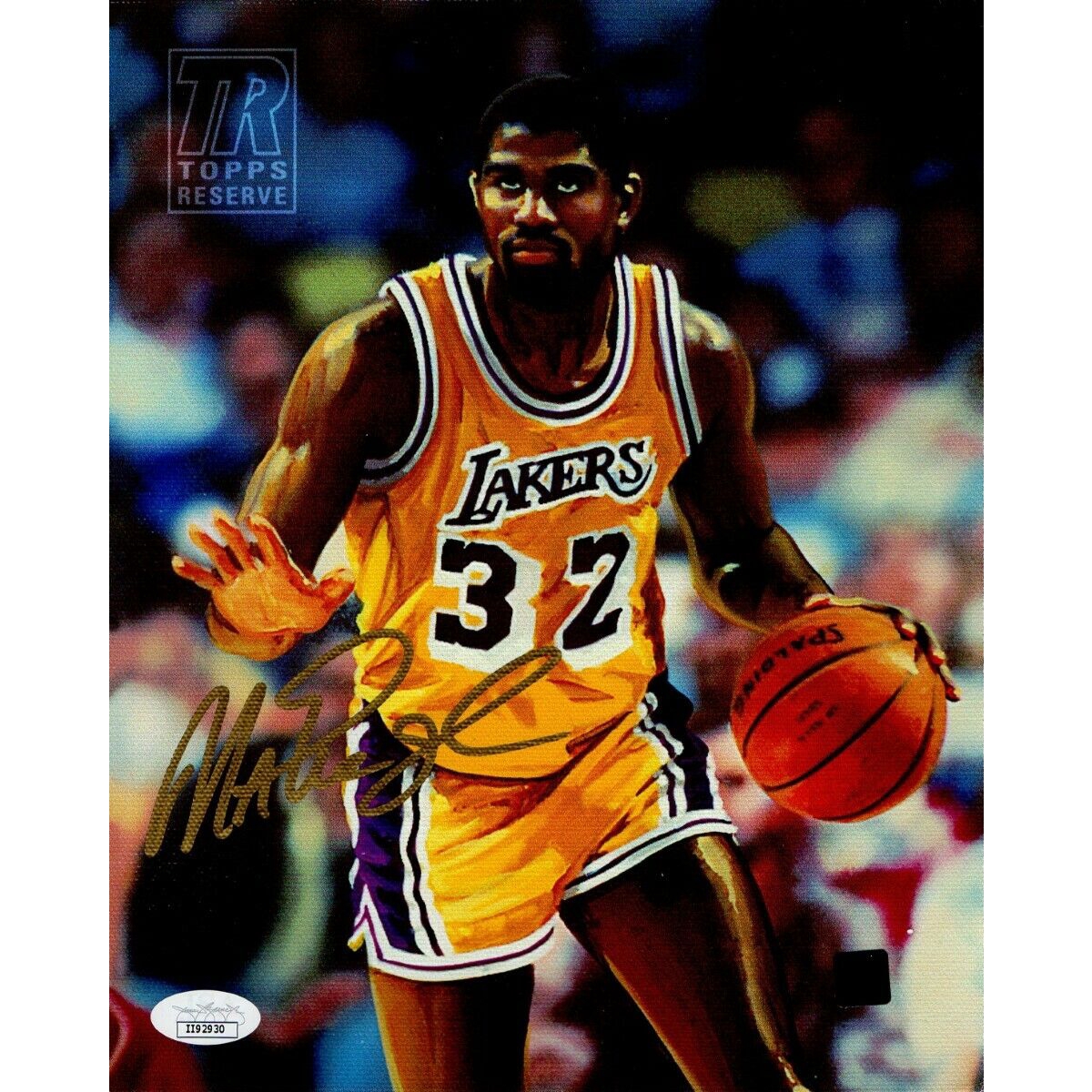 Magic Johnson Autographed 8X10 Canvas Photo 2000-01 Topps Reserve JSA II92930