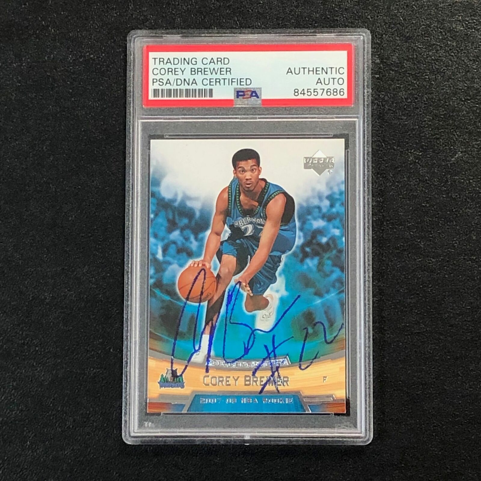 2007-08 Upper Deck Rookie Box Set #3 Corey Brewer Signed Card AUTO PSA Slabbed R