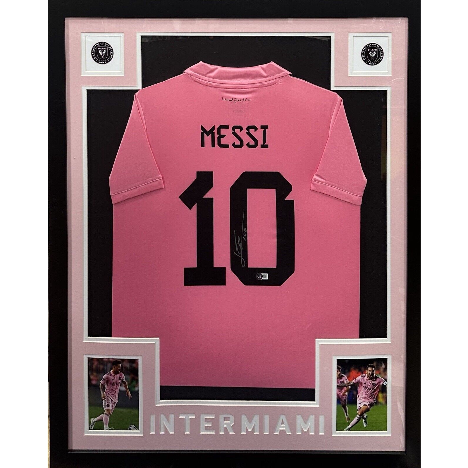 Lionel Messi Signed Inter Miami Adidas Soccer Jersey Framed Autograph BAS LOA