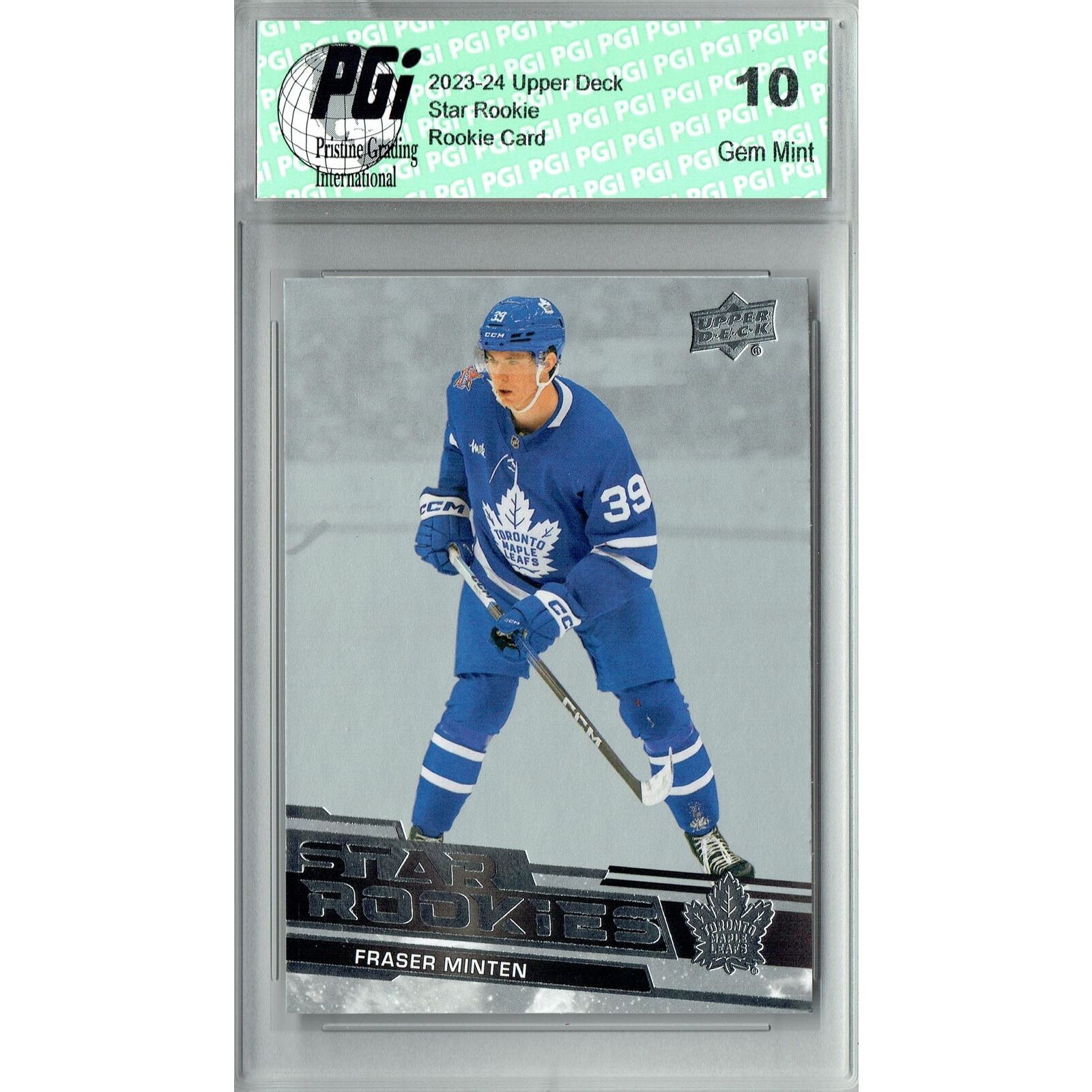 Fraser Minten 2023-24 Upper Deck #23 Star Rookies Set Rookie Card PGI 10