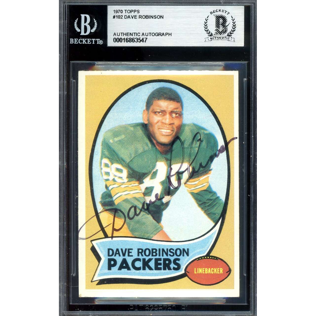 Dave Robinson Beckett BAS Signed 1970 Topps Autographed