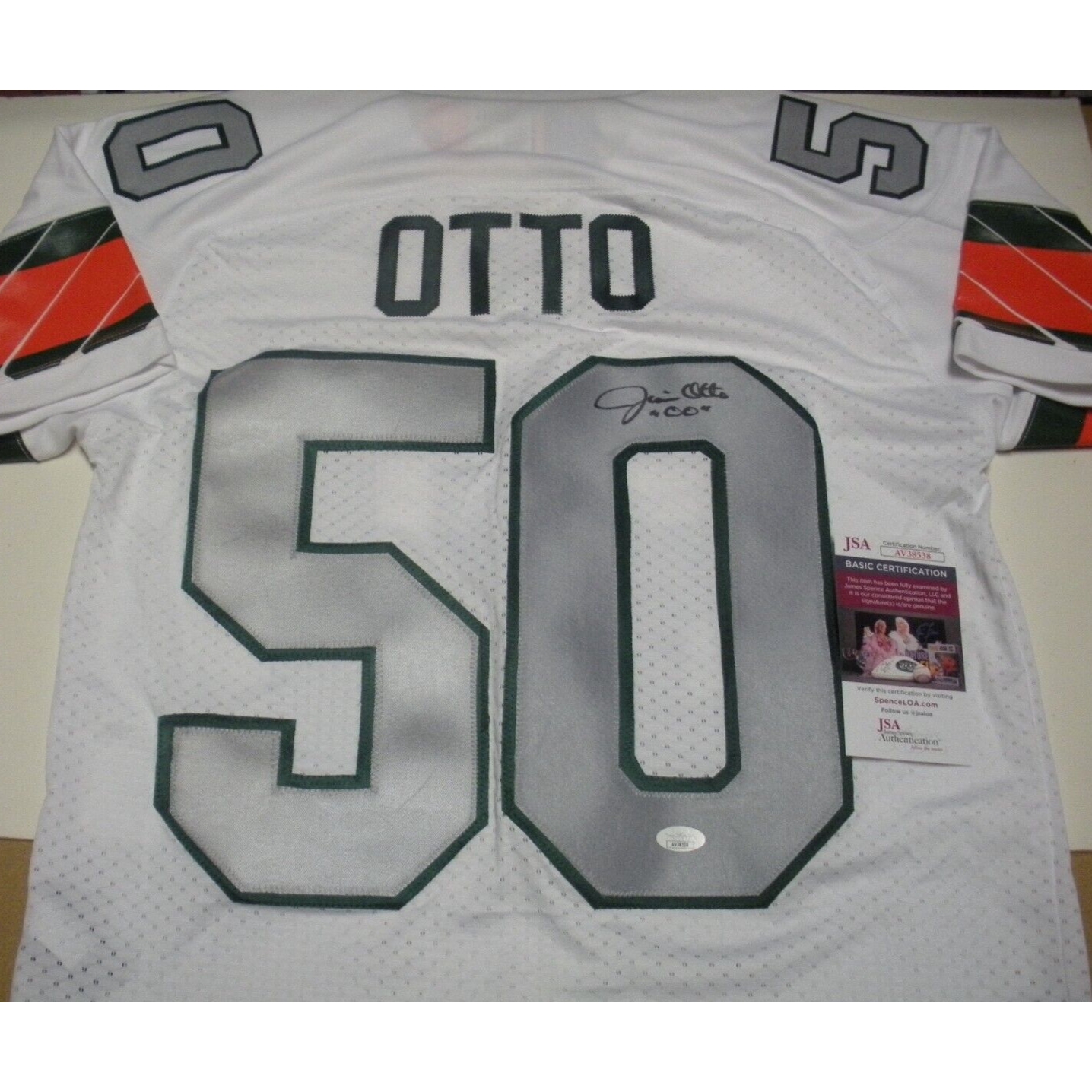 Jim Otto Raiders,miami Hurricanes Jsa/coa Signed Official Licensed Adidas Jersey