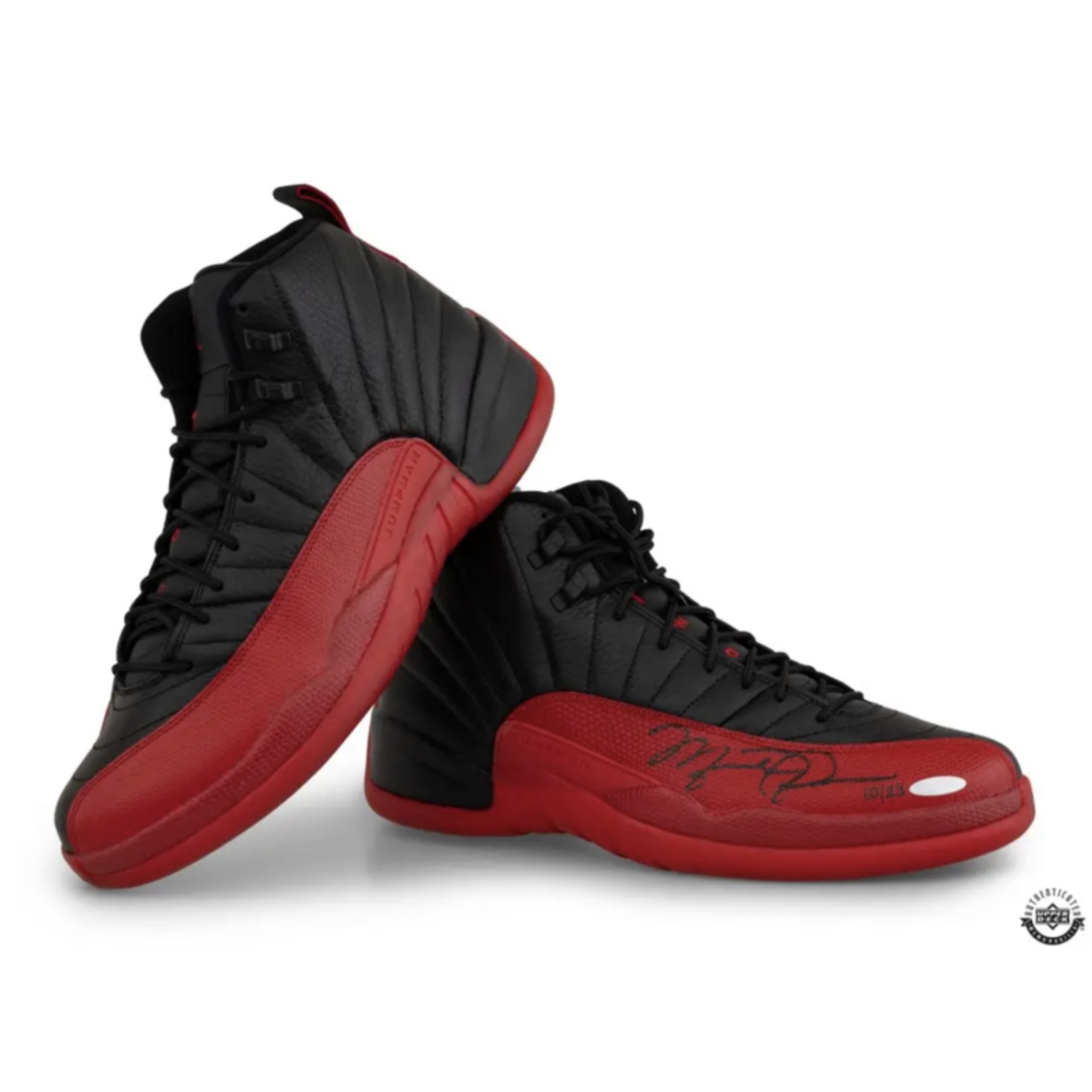 Michael Jordan Autographed Nike Air Jordan 12 Retro Flu Game Shoes UDA LE 23