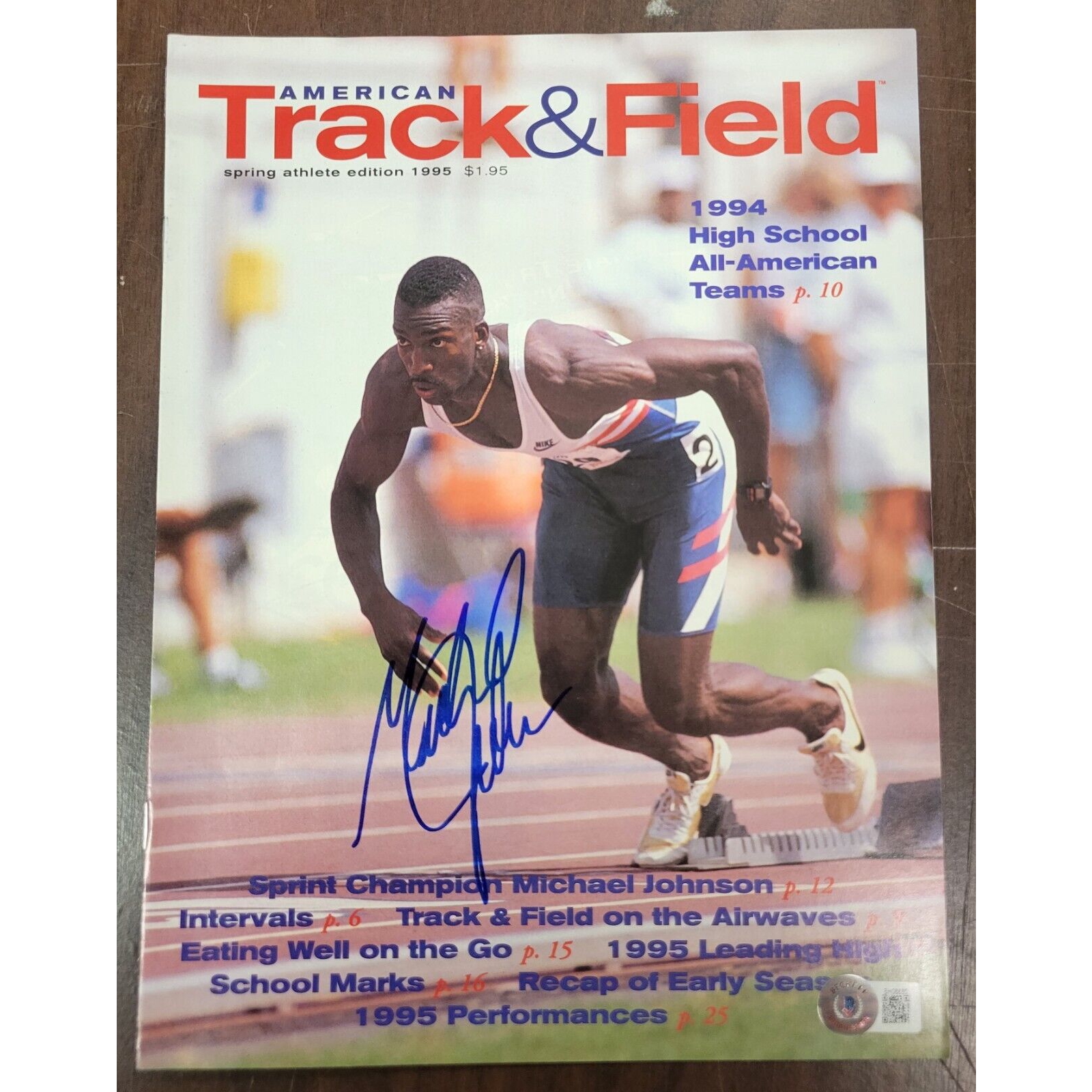Michael Johnson Signed 1995 American Track & Field Magazine Beckett