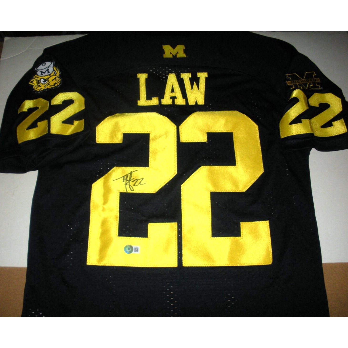 Ty Law Michigan Wolverines Beckett/coa Signed Official Licensed Adidas Jersey