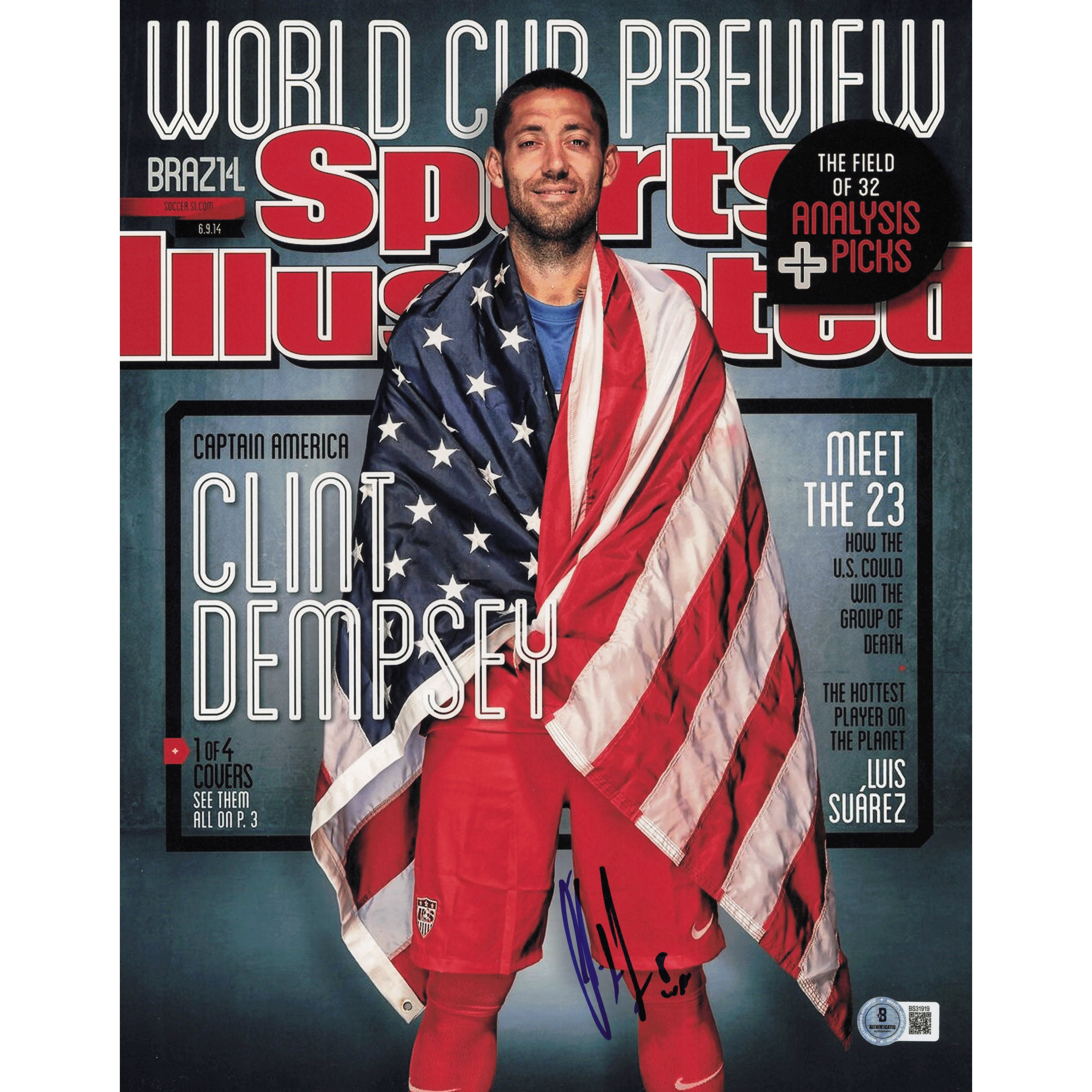 Clint Dempsey Autographed 11x14 Photo Team USA Beckett BAS QR #BS31919