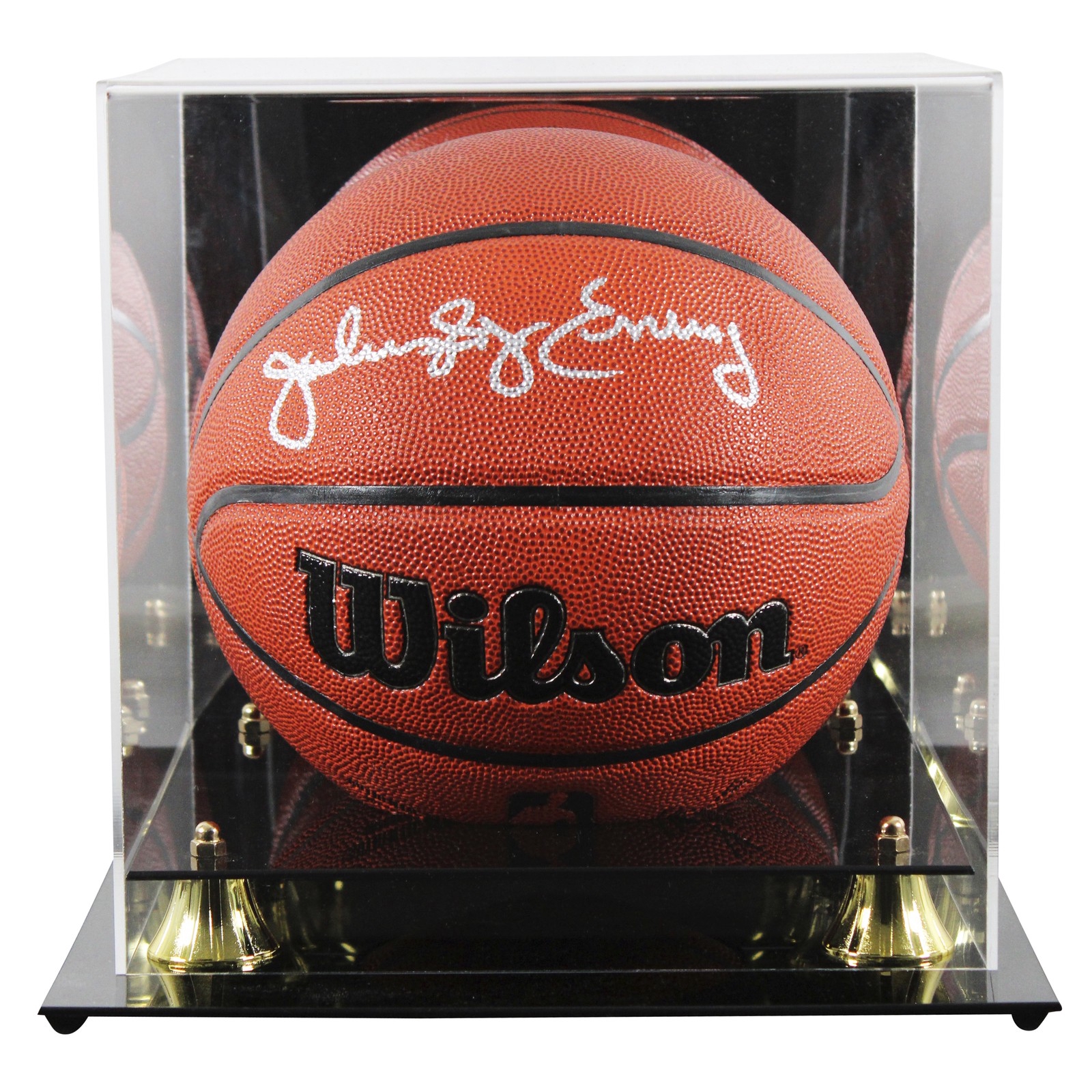 76ers Julius "Dr. J." Erving Signed Wilson Basketball W/ Case BAS Witnessed