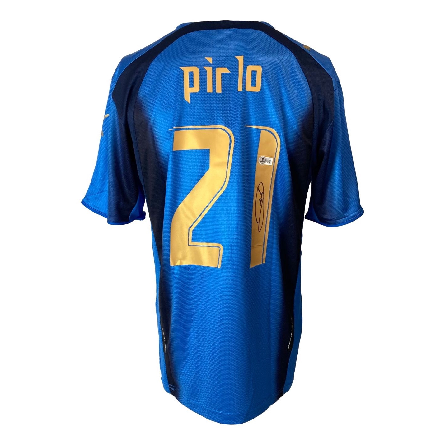 Andrea Pirlo Signed Italy Puma Blue Soccer Jersey BAS