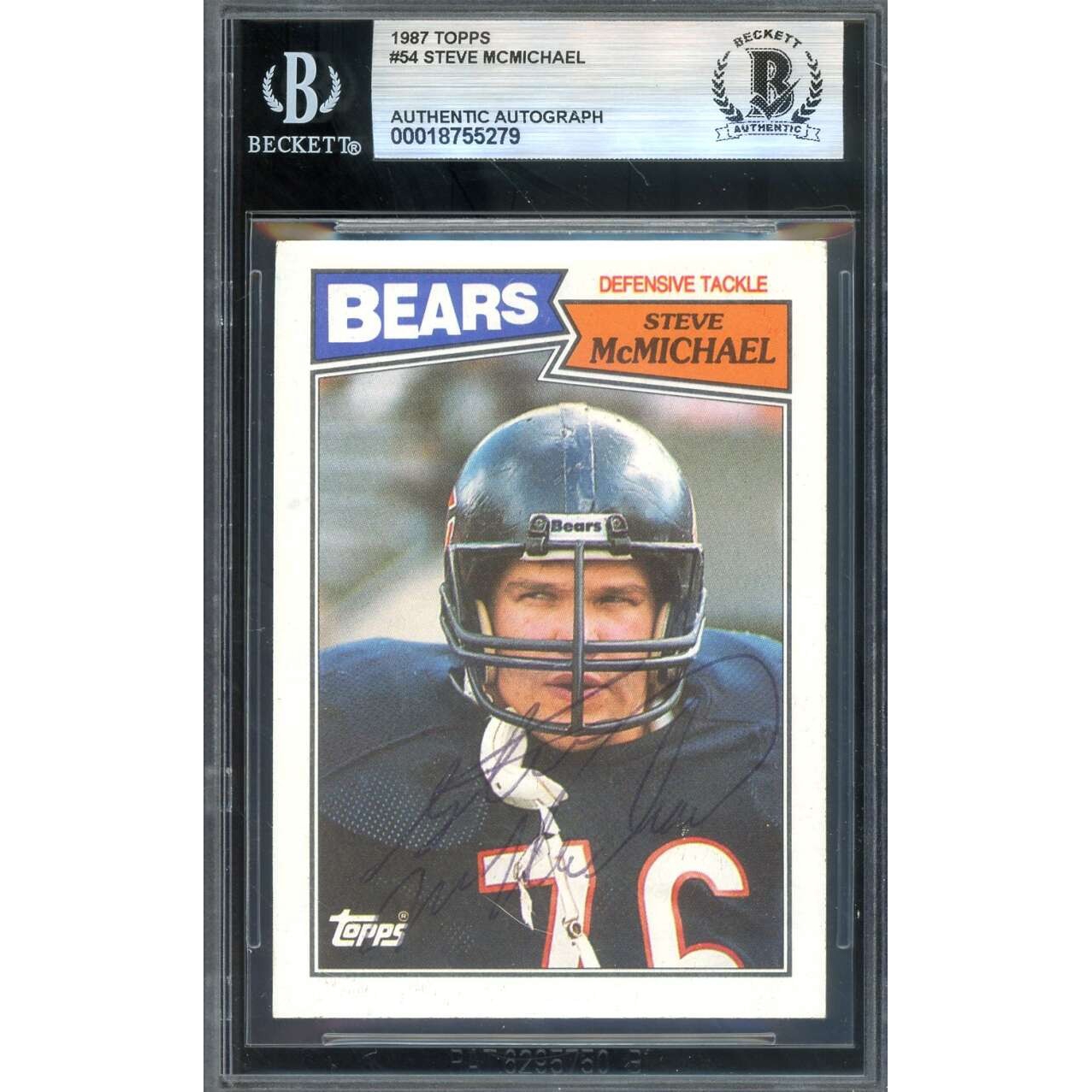 Steve McMichael Beckett BAS Vintage Signed 1987 Topps Autograph Bears