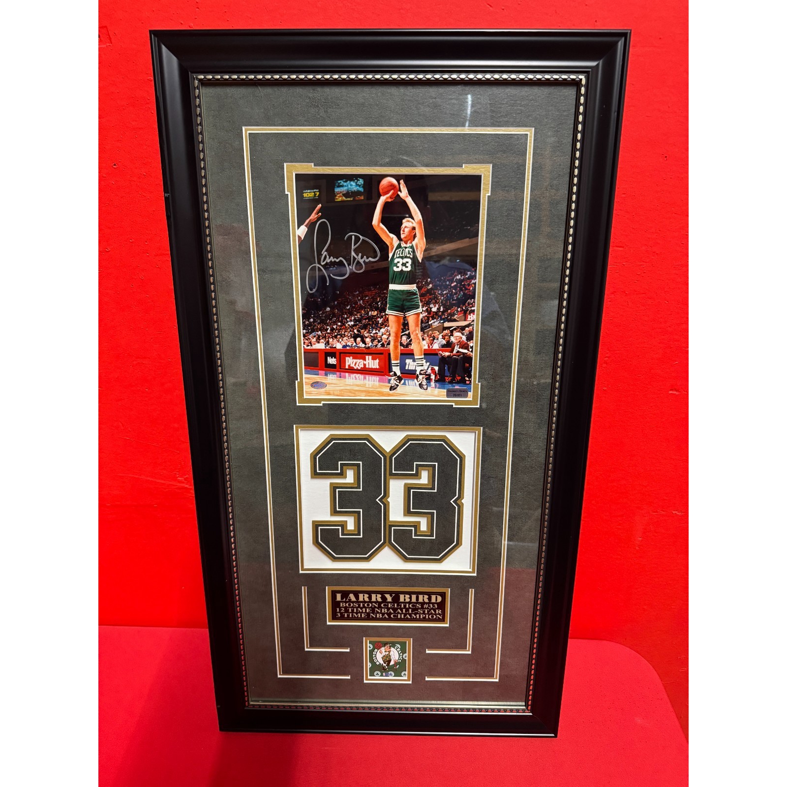 Larry Bird, Deluxe Framed "Autographed" (Mounted Memories) 8x10 Photo Celtics