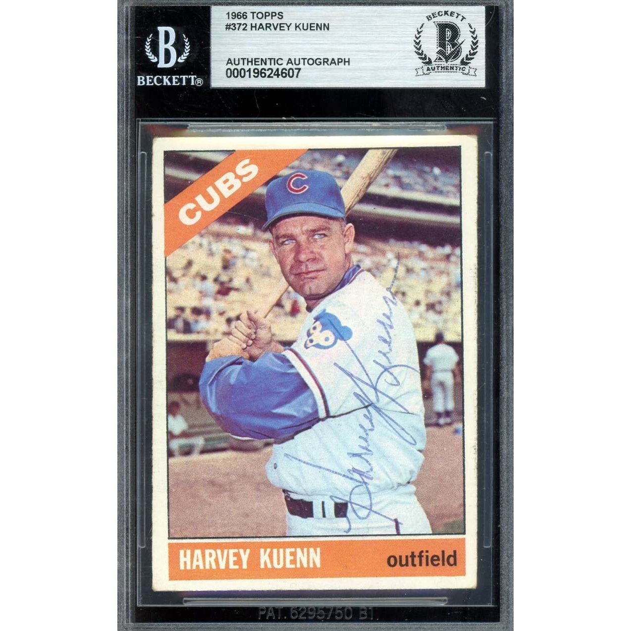 Harvey Kuenn Beckett BAS Vintage Signed 1966 Topps Autograph Cubs