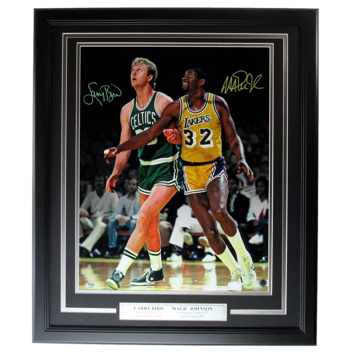 Larry Bird/Magic Johnson Dual-Signed 16x20 Photo Framed JSA/Beckett 205589