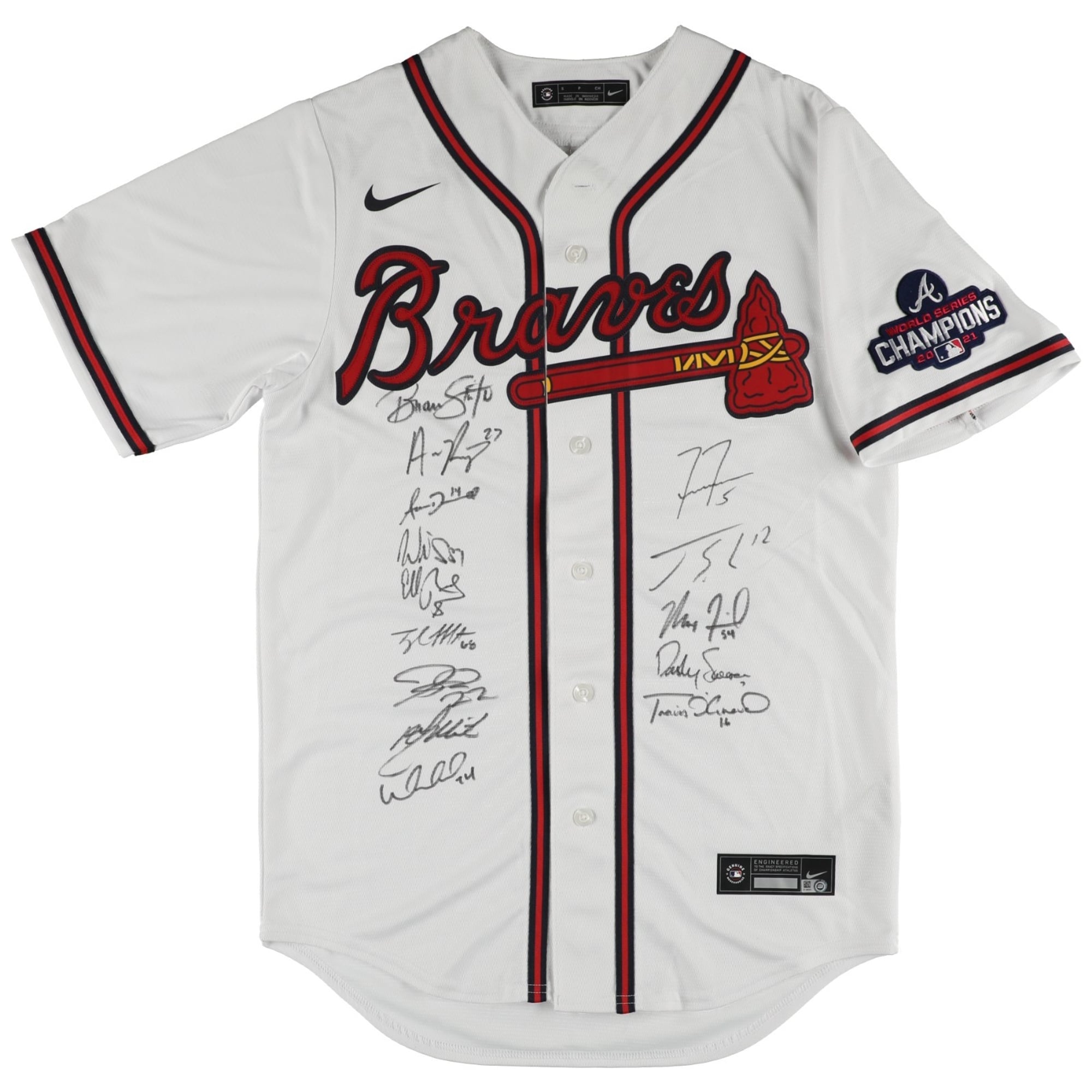 2021 Atlanta Braves World Series Champs Team Signed Nike Jersey MLB & Beckett