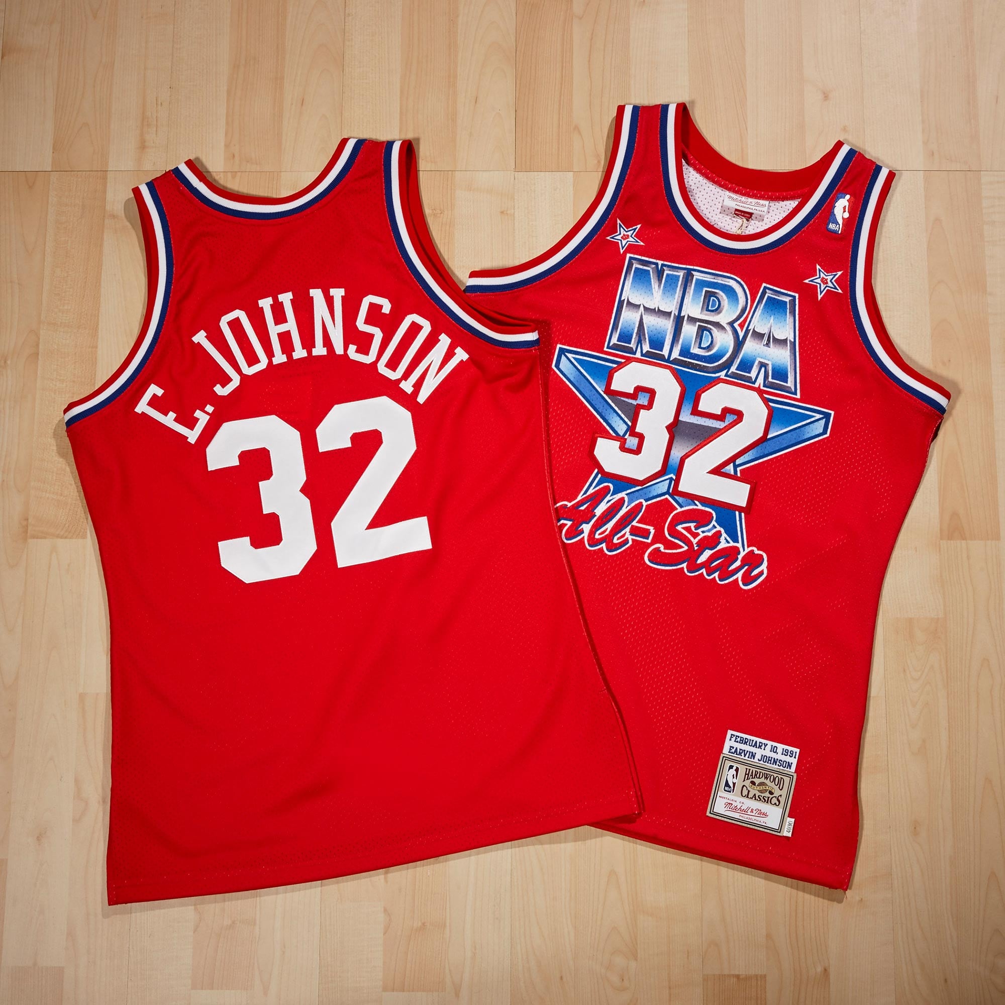 Magic Johnson NBA All-Star West 1991 Mitchell & Ness Scarlett Authentic Jersey