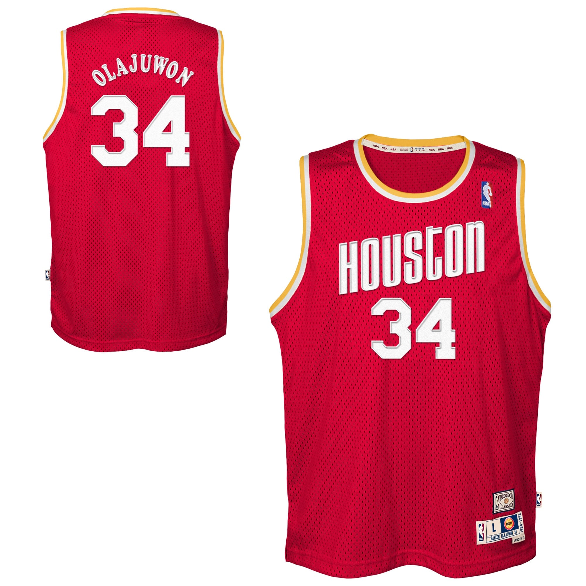 Camiseta de Hakeem Olajuwon de los Houston Rockets Hardwood Classics Road Swingman para adolescentes