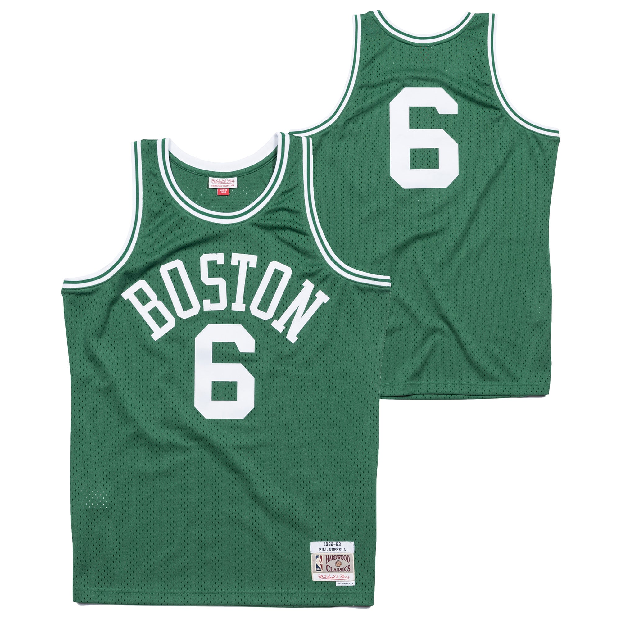 Camiseta de Bill Russell de los Boston Celtics Hardwood Classics Road Swingman para hombre