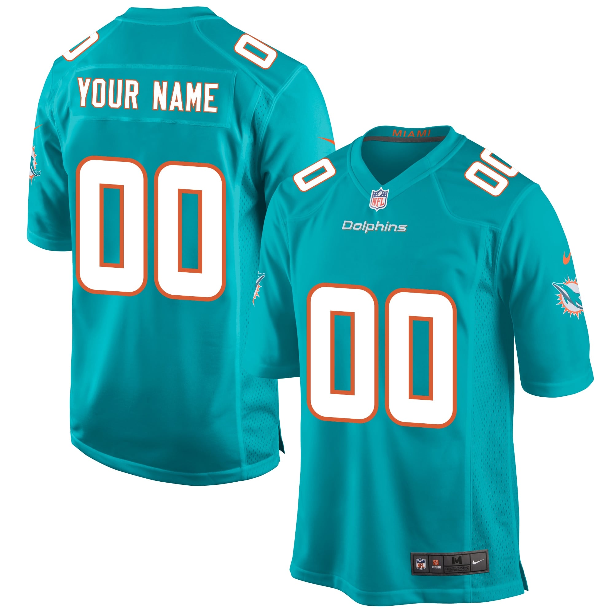 Camiseta Nike Game de la 1ª equipación del Miami Dolphins - Aqua - Personalizada - Hombre