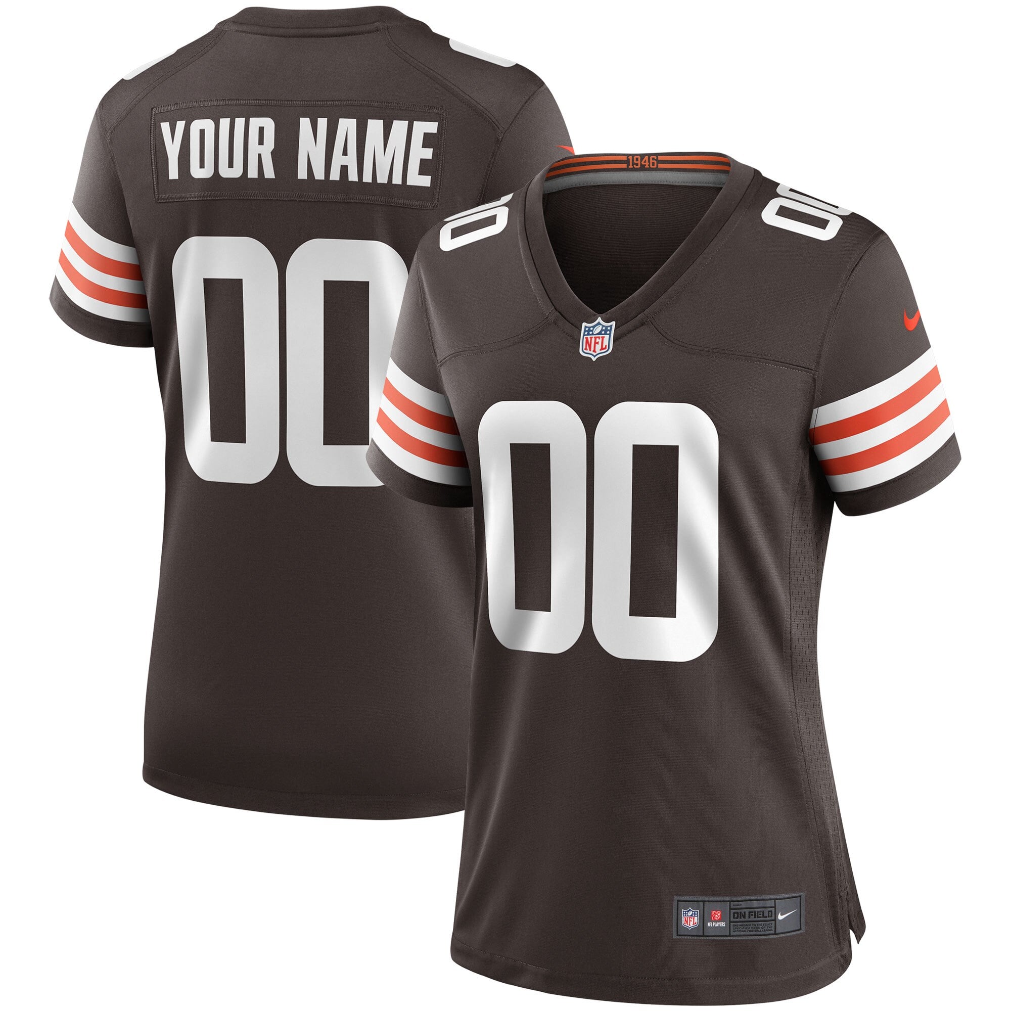 Camiseta Nike Game de la 1ª equipación del Cleveland Browns - Marrón - Personalizada - Mujer