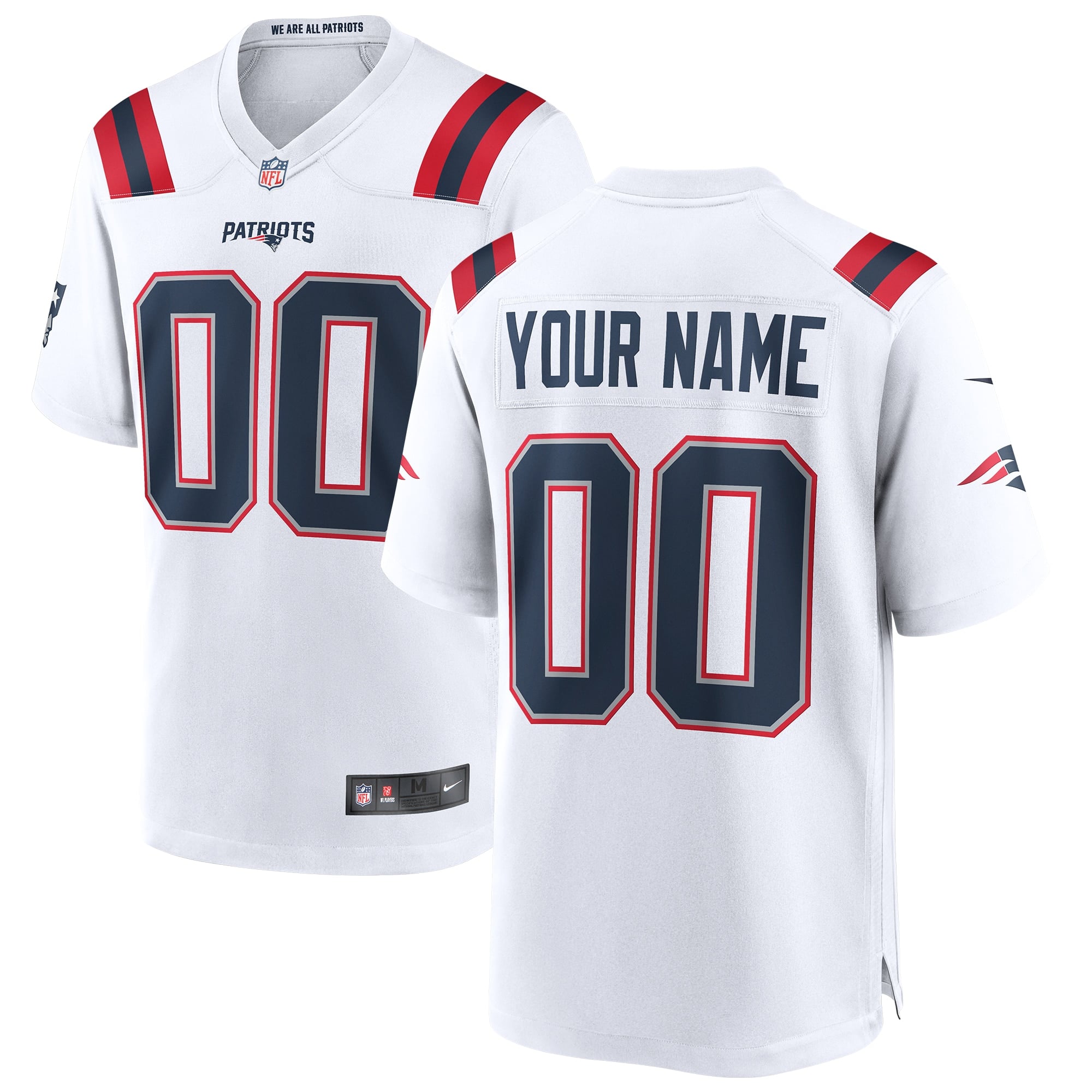 Camiseta Nike Game de la 2ª equipación del New England Patriots - Blanco - Personalizado - Hombre