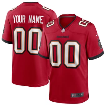 Tampa Bay Buccaneers Nike Game Team Colour Jersey - Gym Red - Custom - Mens
