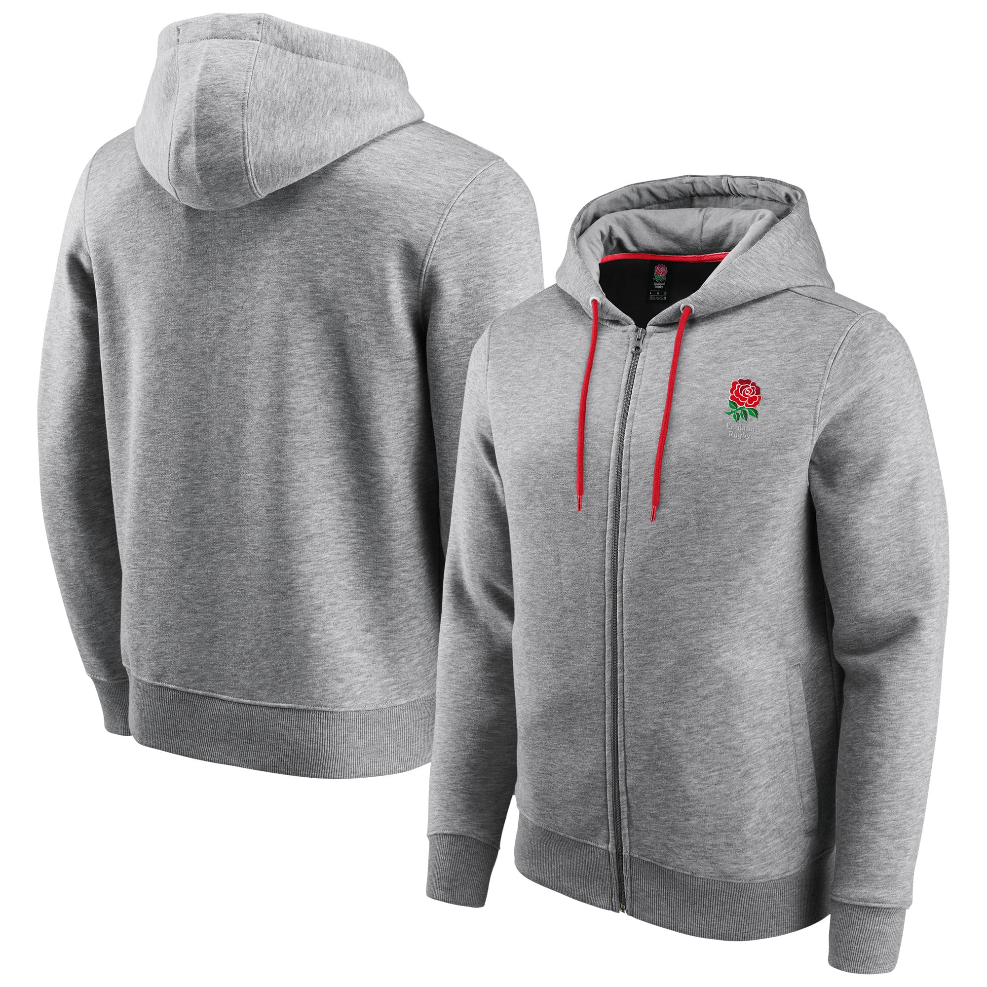 England Rugby Essentials Crest Zip Hoodie - Grey - Mens