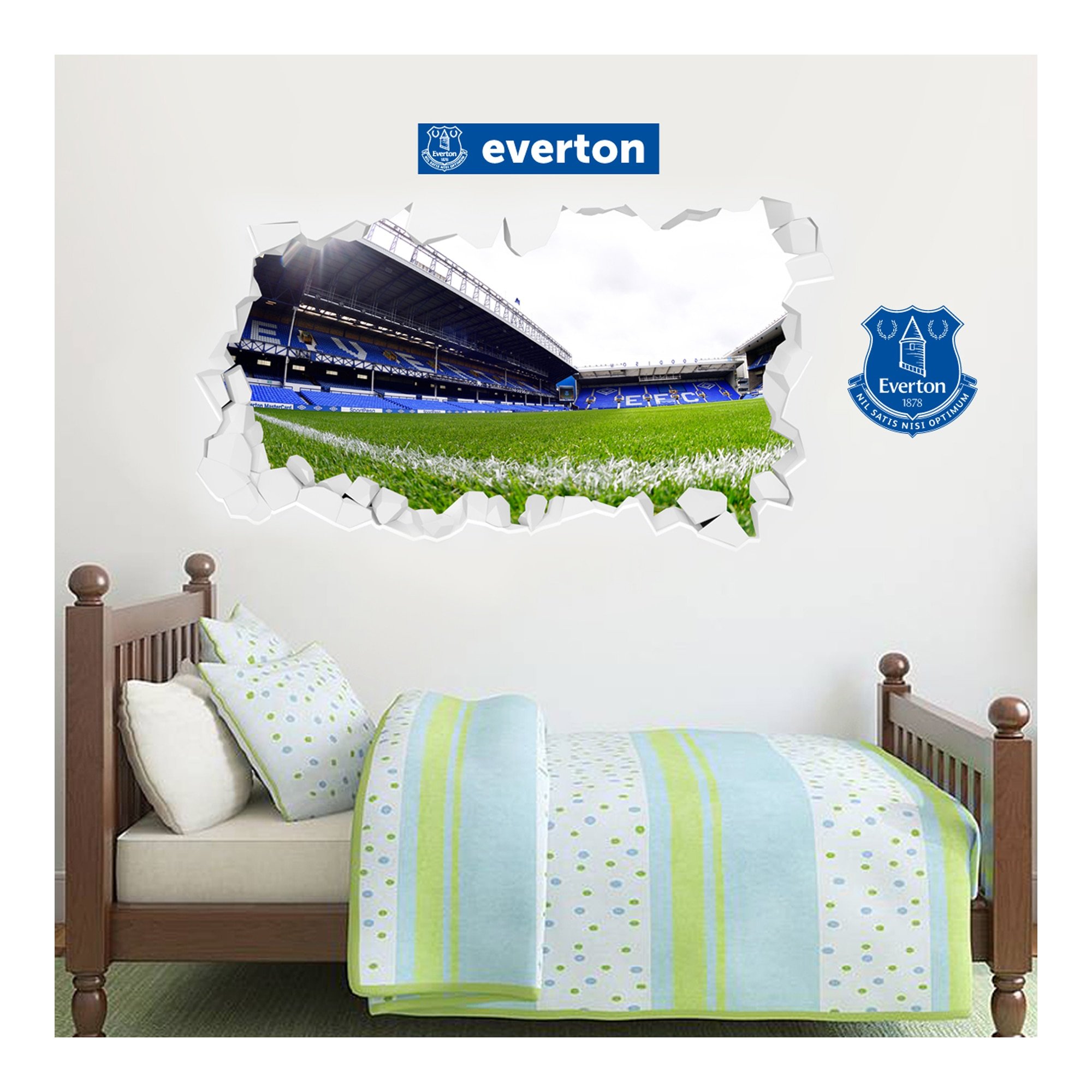 Everton Goodison Park Stadium Adesivo da parete rotto - 90 cm x 45 cm con set di decalcomanie - 60 cm x 30 cm