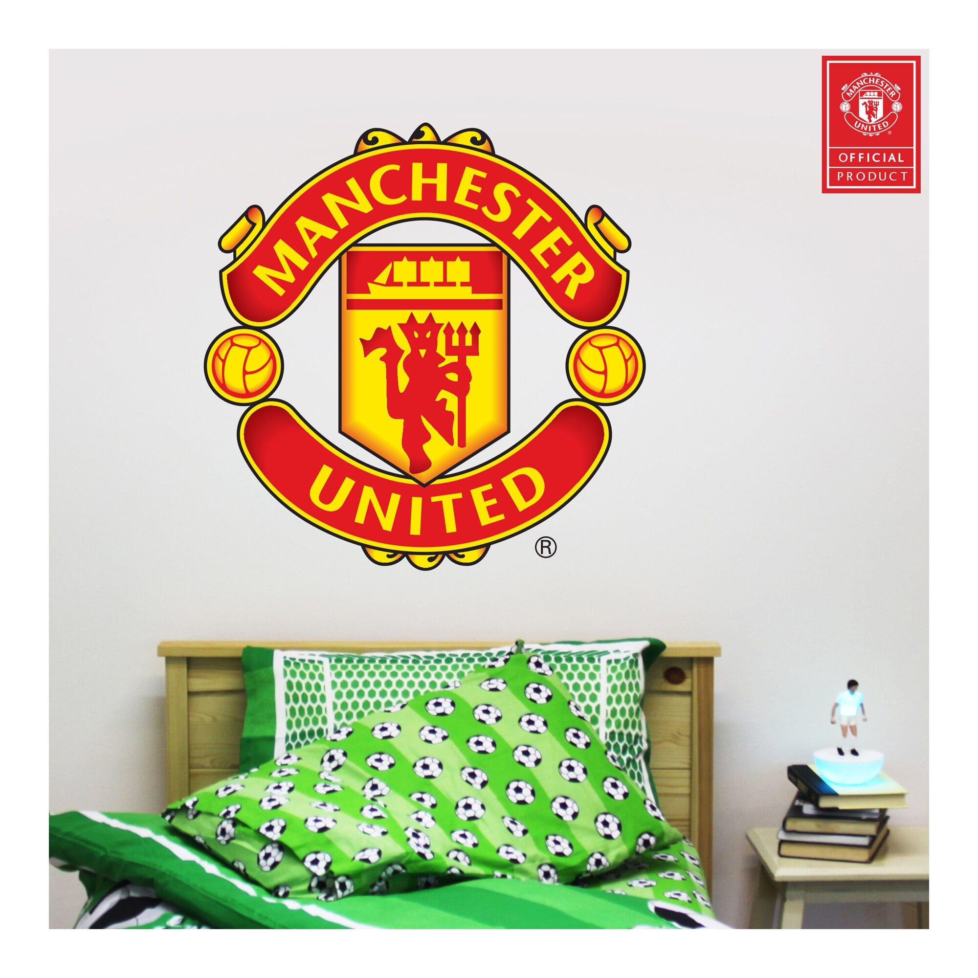 Adesivo da parete con stemma del Manchester United - 60 cm x 60 cm con set di decalcomanie - 60 cm x 30 cm
