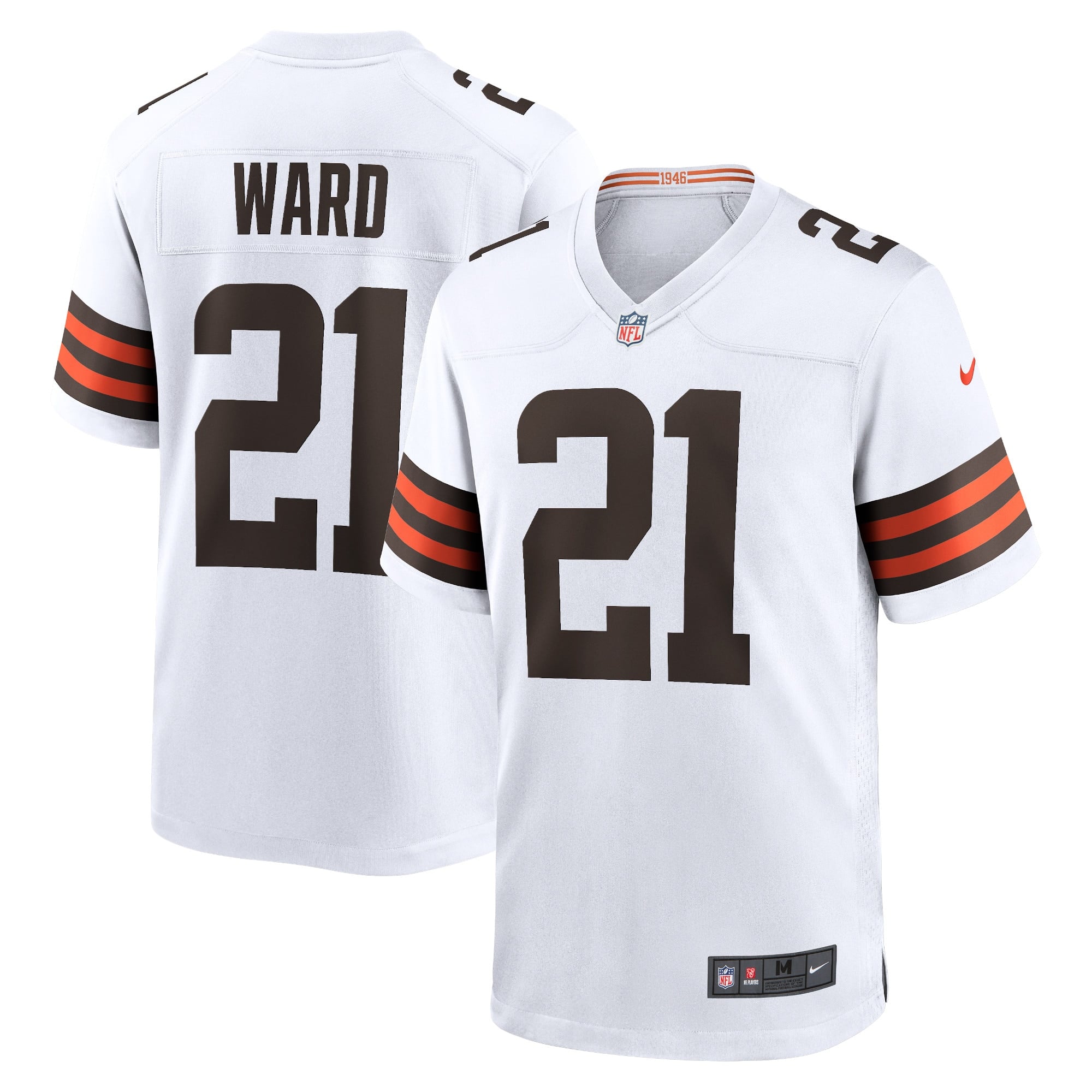 Cleveland Browns Nike Game Road Jersey – White – Denzel Ward – Mens