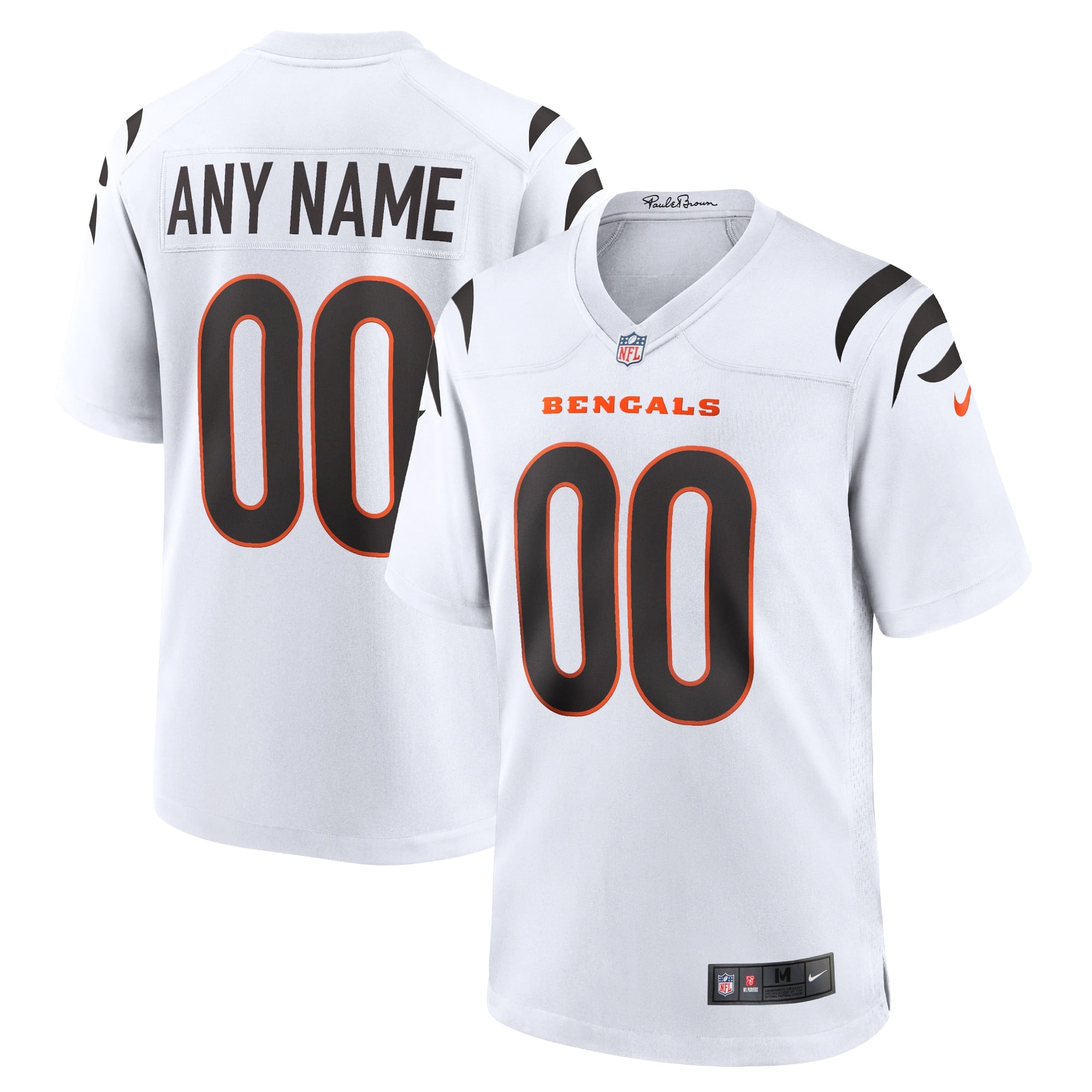 Cincinnati Bengals Nike Game Road Jersey - White - Custom - Mens