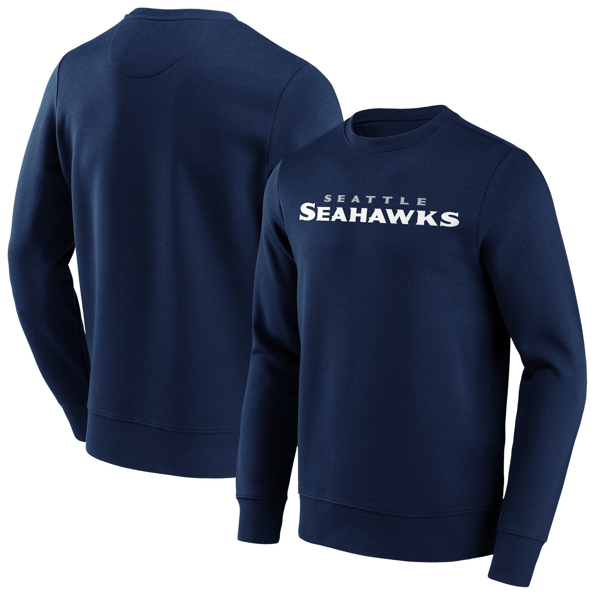 Seattle Seahawks Primary Colour Wordmark Crew Sweatshirt – Mens