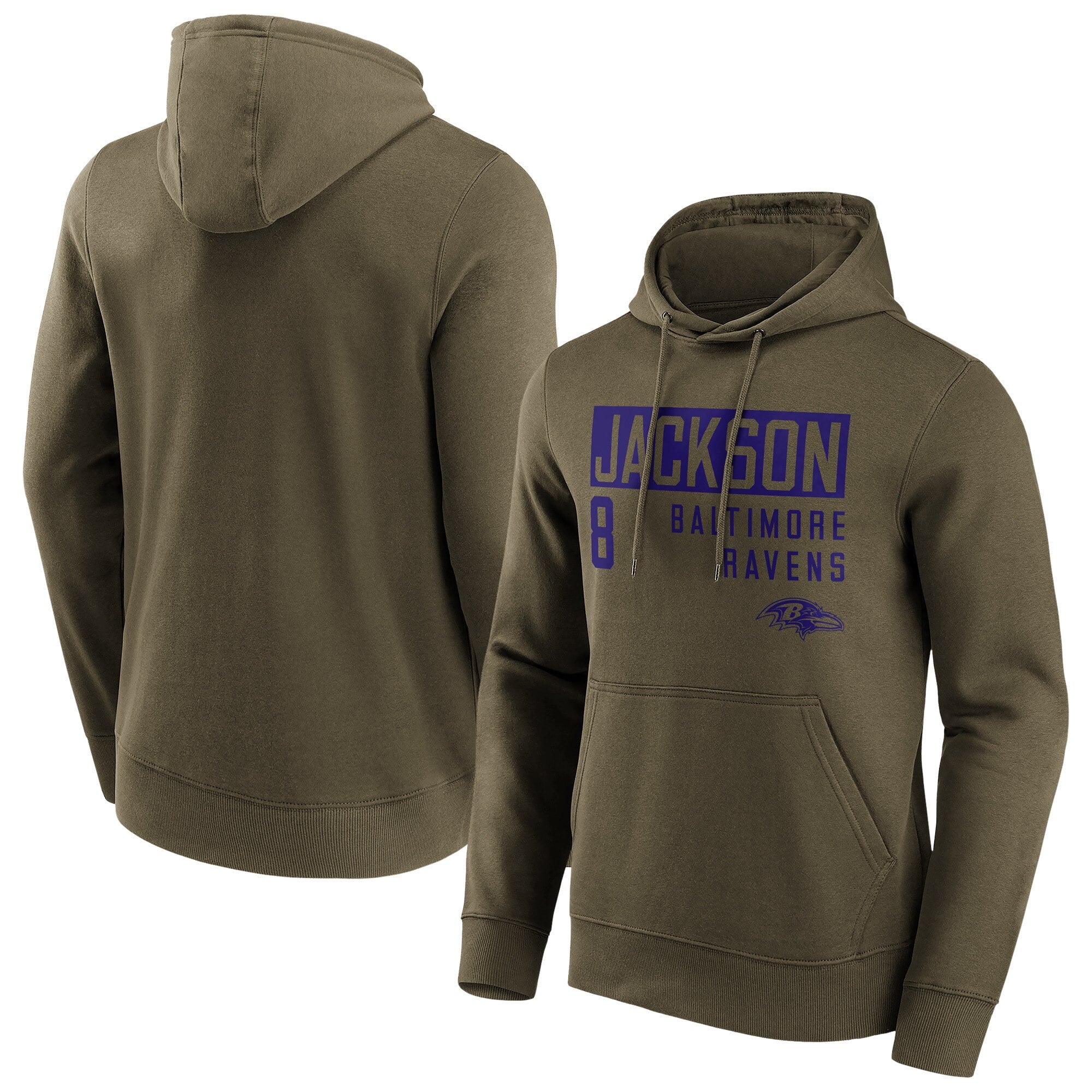 Felpa con cappuccio con nome e numero alla moda dei Baltimore Ravens - Lamar Jackson - Uomo - Grande e alto