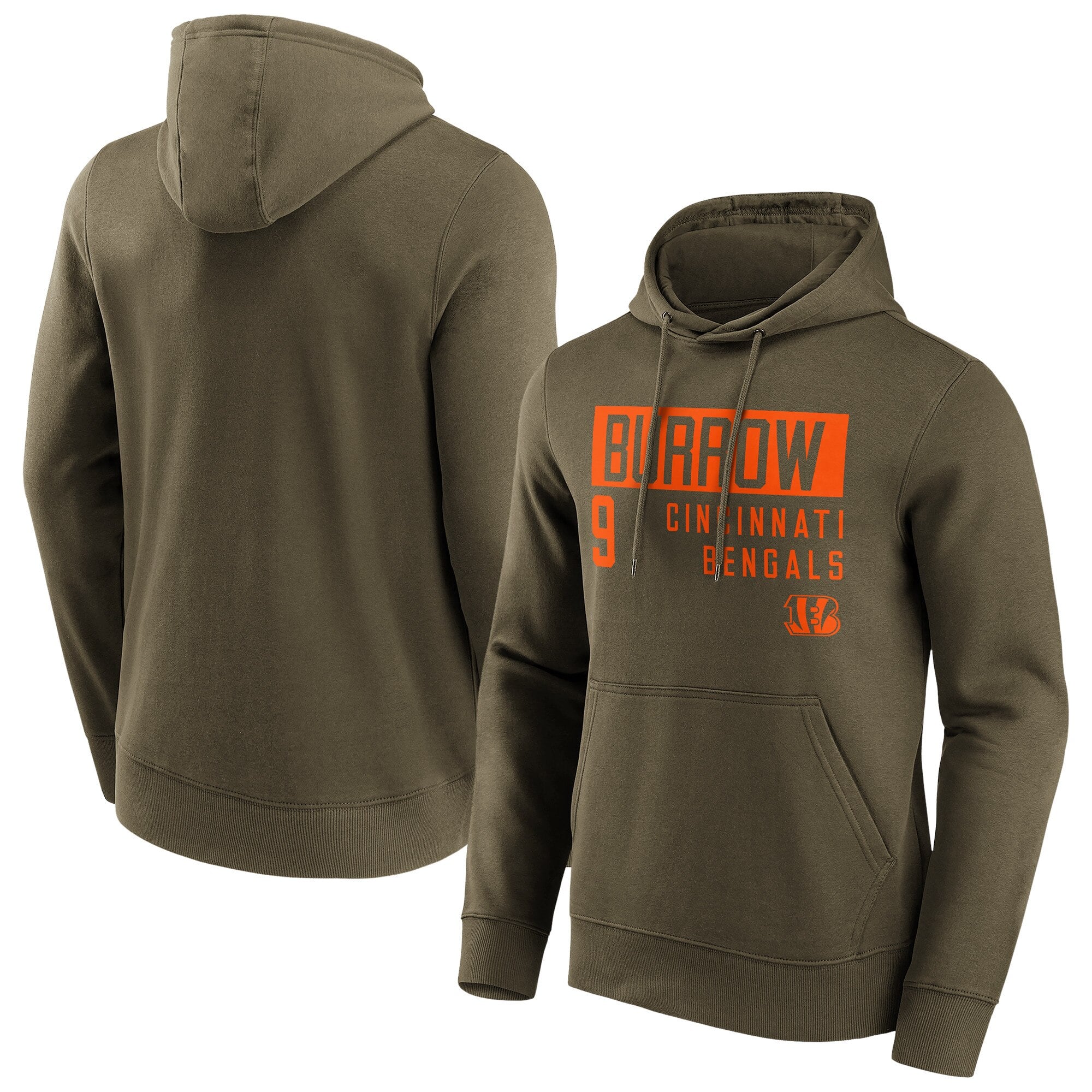 Felpa con cappuccio con nome e numero alla moda dei Cincinnati Bengals - Joe Burrow - Uomo - Grande e alto