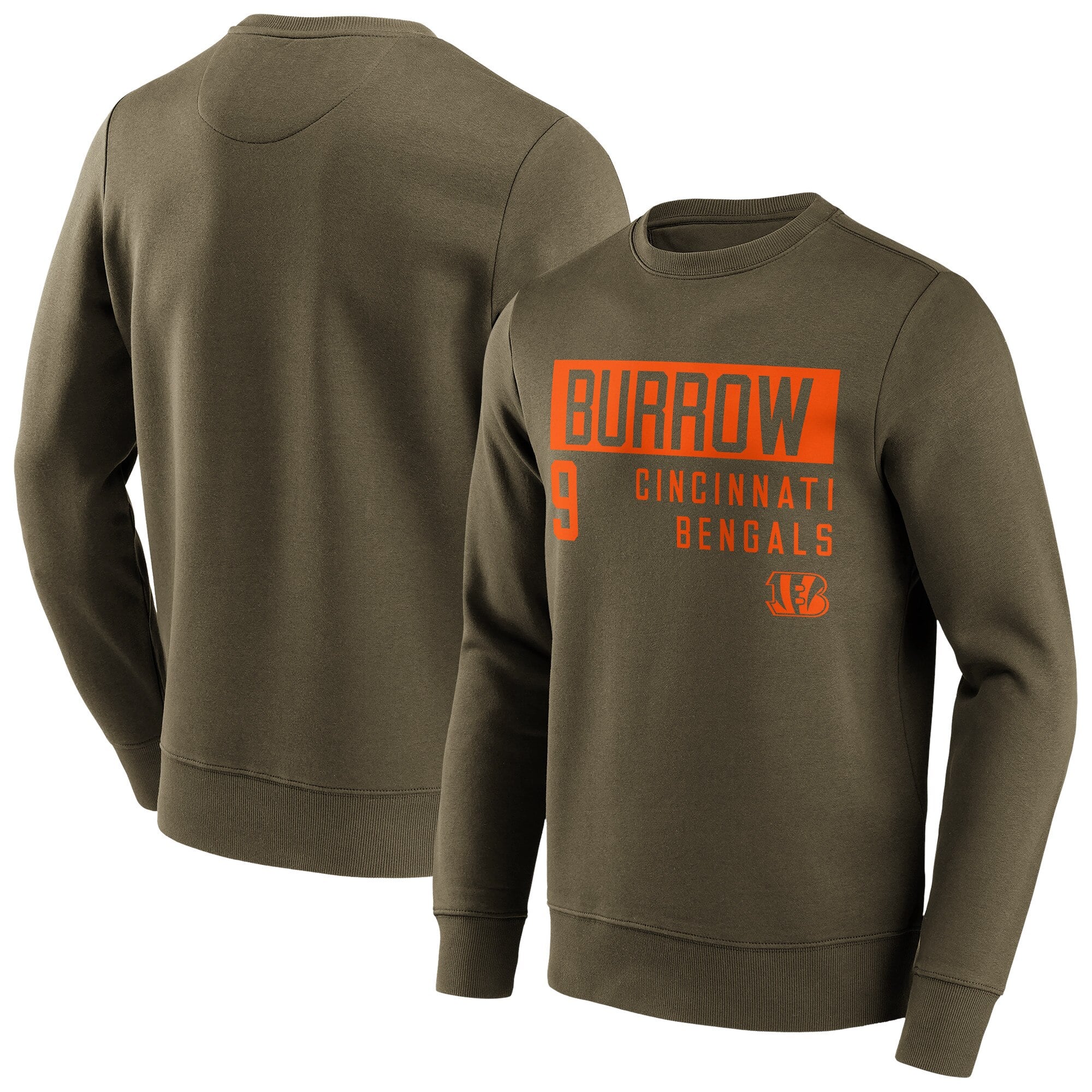 Felpa girocollo con nome e numero alla moda dei Cincinnati Bengals - Joe Burrow - Uomo