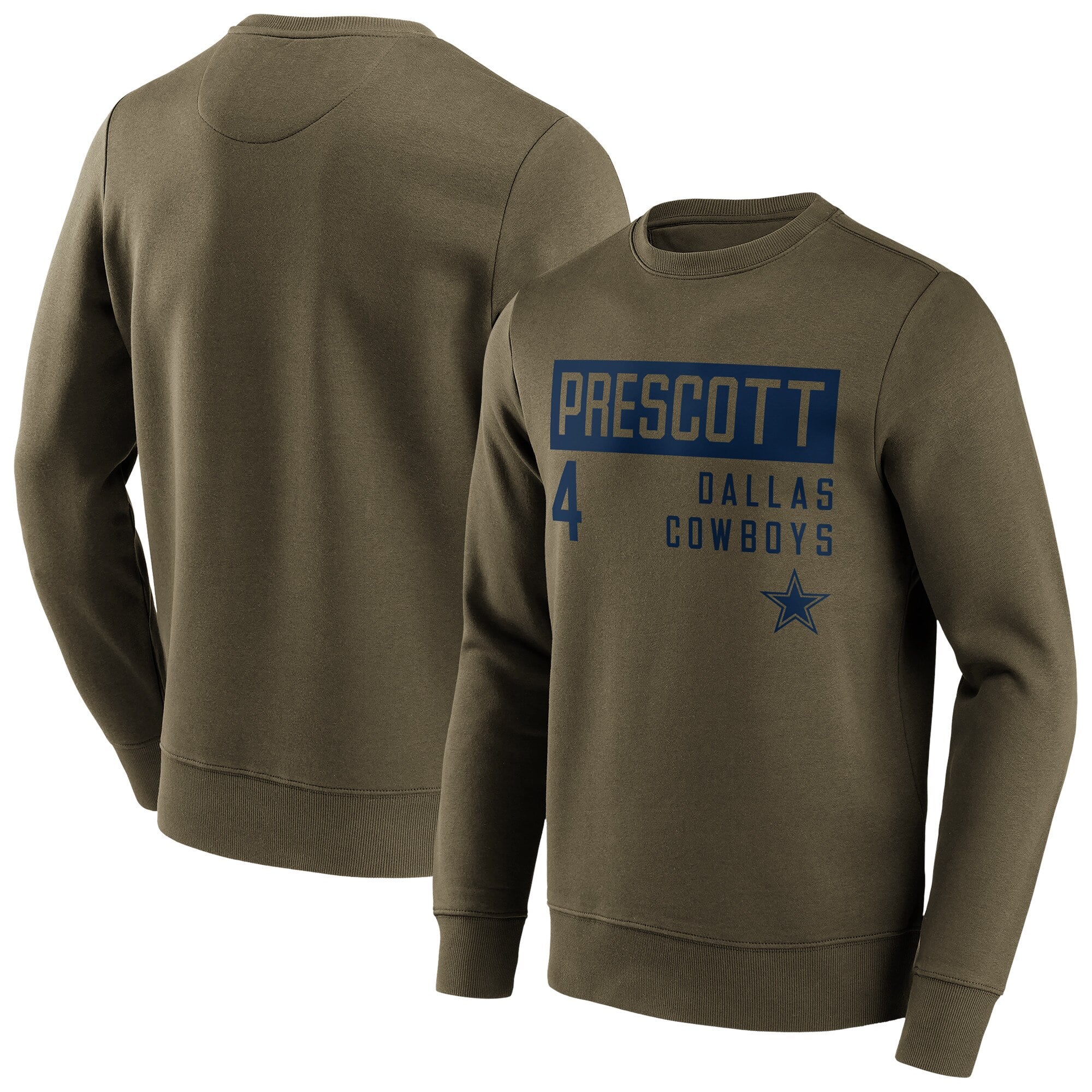 Felpa girocollo con nome e numero alla moda dei Dallas Cowboys - Dak Prescott - Uomo