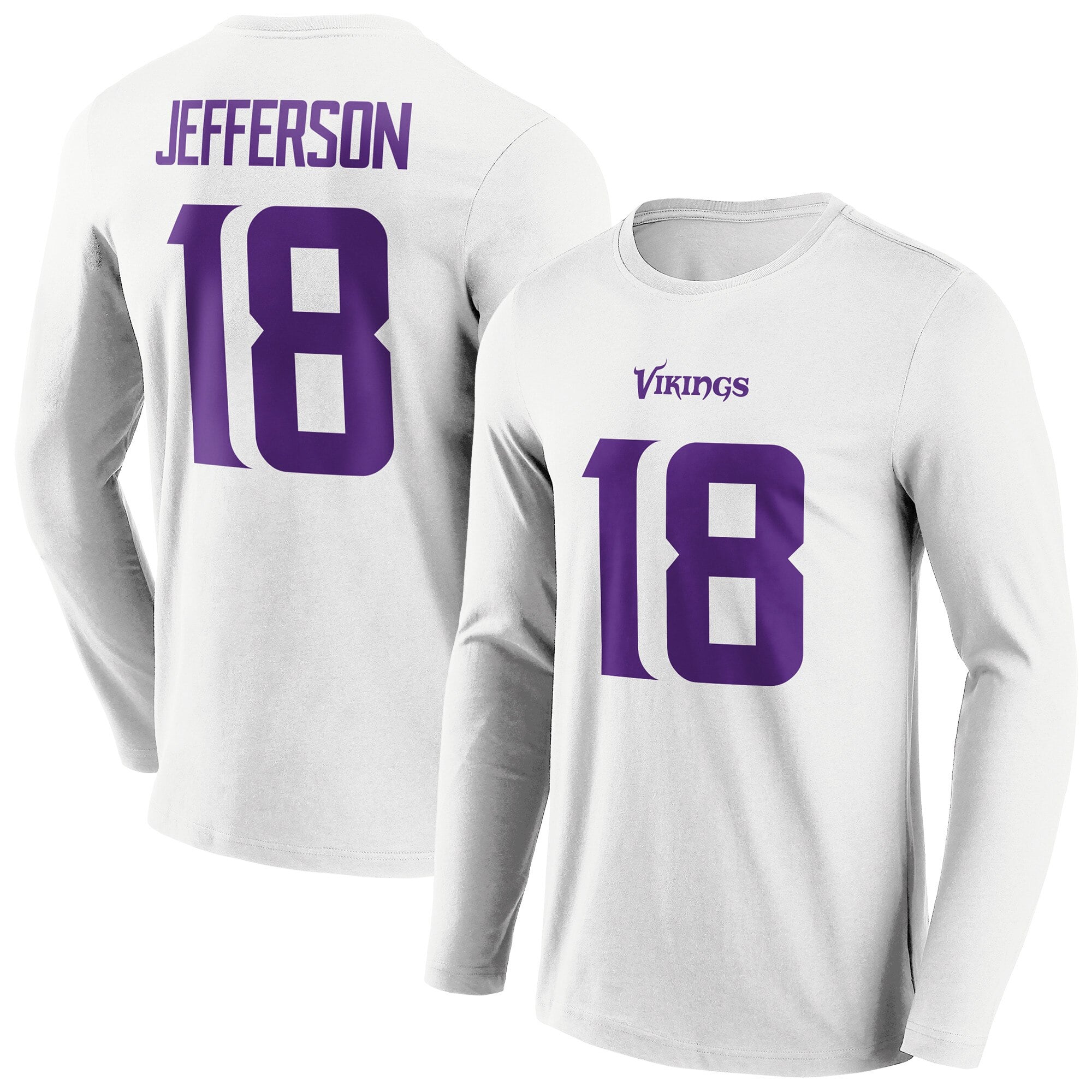 Minnesota Vikings Road Name & Number T-shirt à manches longues - Justin Jefferson - Homme