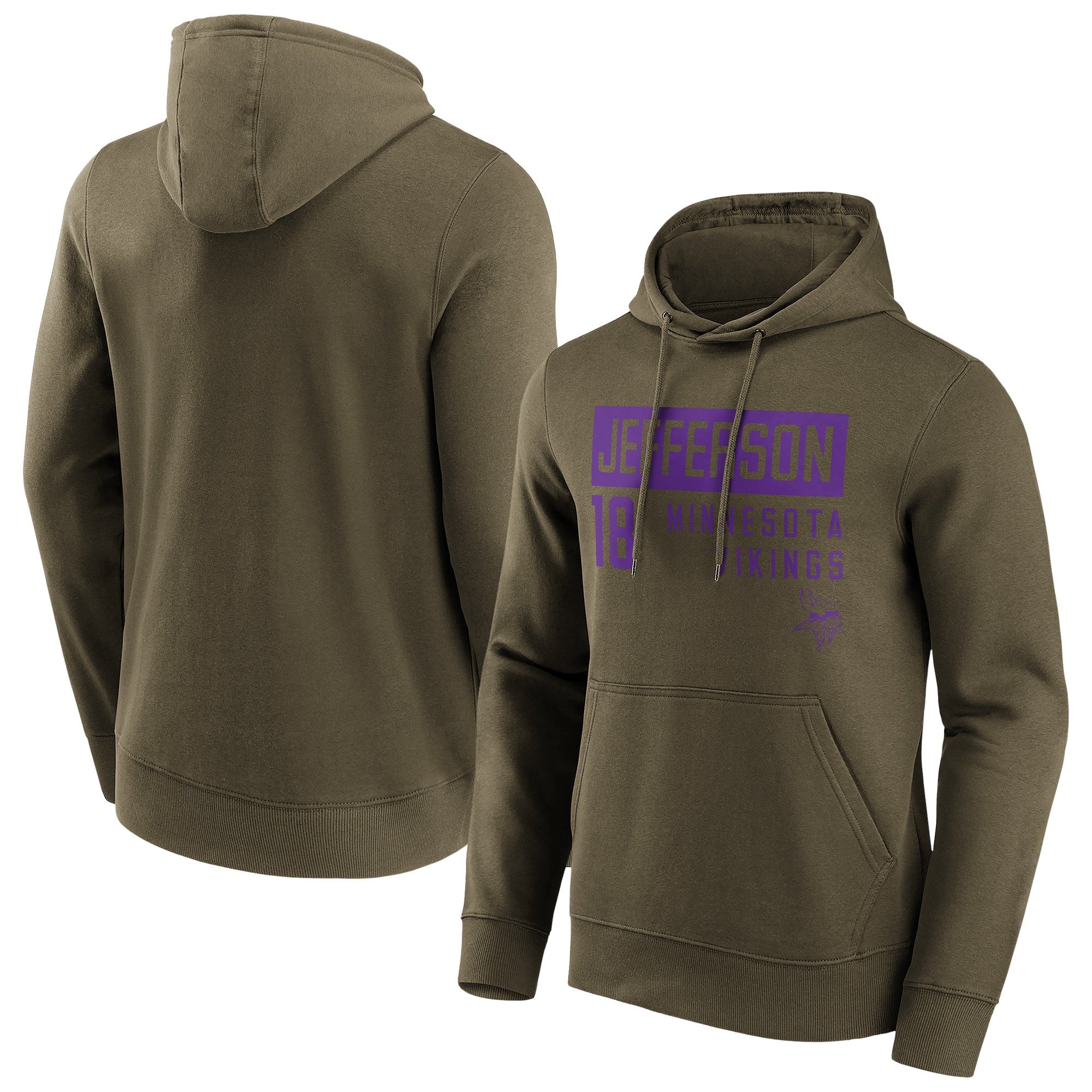 Felpa con cappuccio con nome e numero alla moda dei Minnesota Vikings - Justin Jefferson - Uomo - Grande e alto