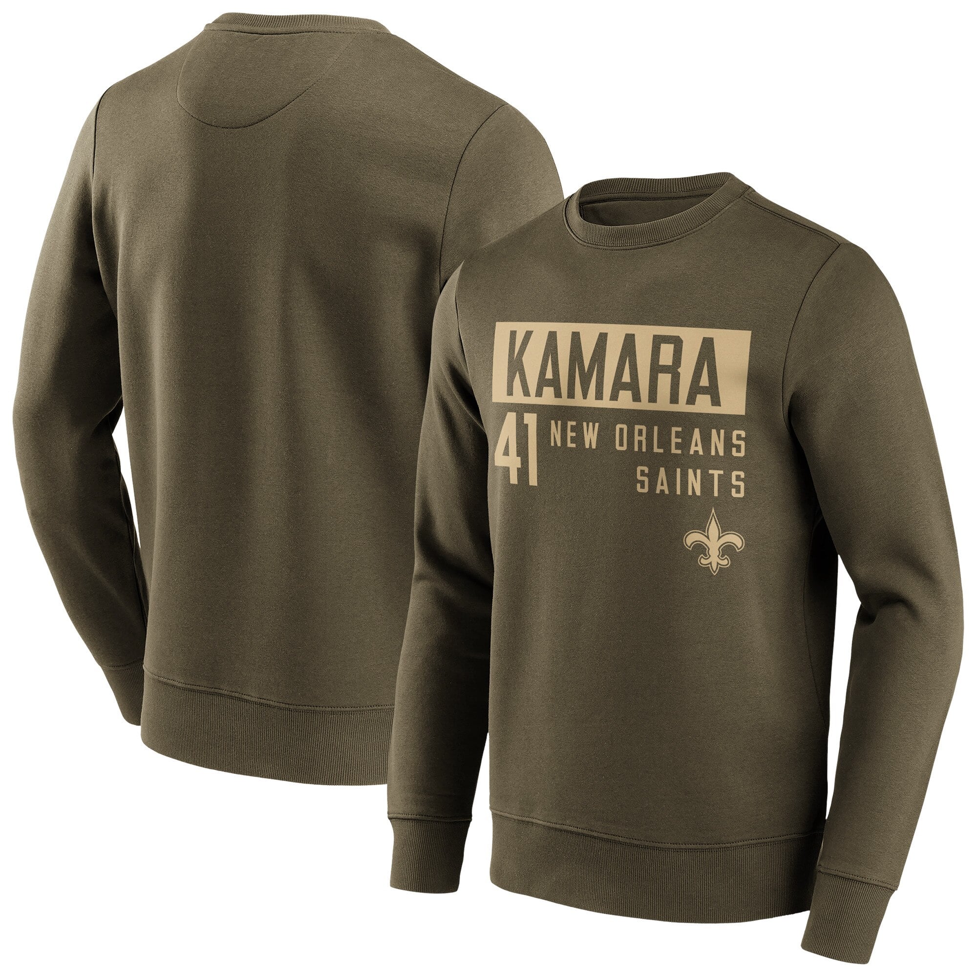 Felpa girocollo con nome e numero alla moda dei New Orleans Saints - Alvin Kamara - Uomo