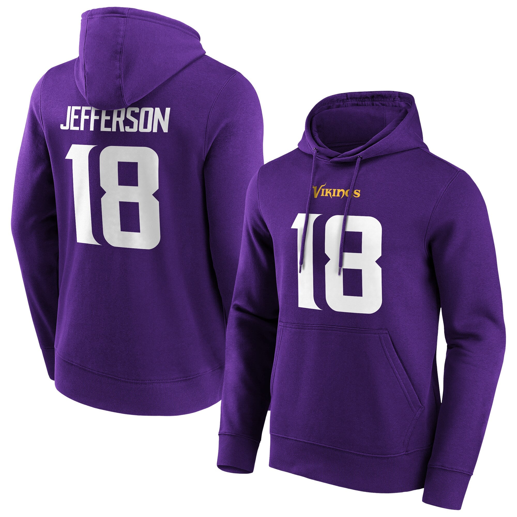 Felpa con cappuccio con nome e numero Home dei Minnesota Vikings - Justin Jefferson - Uomo