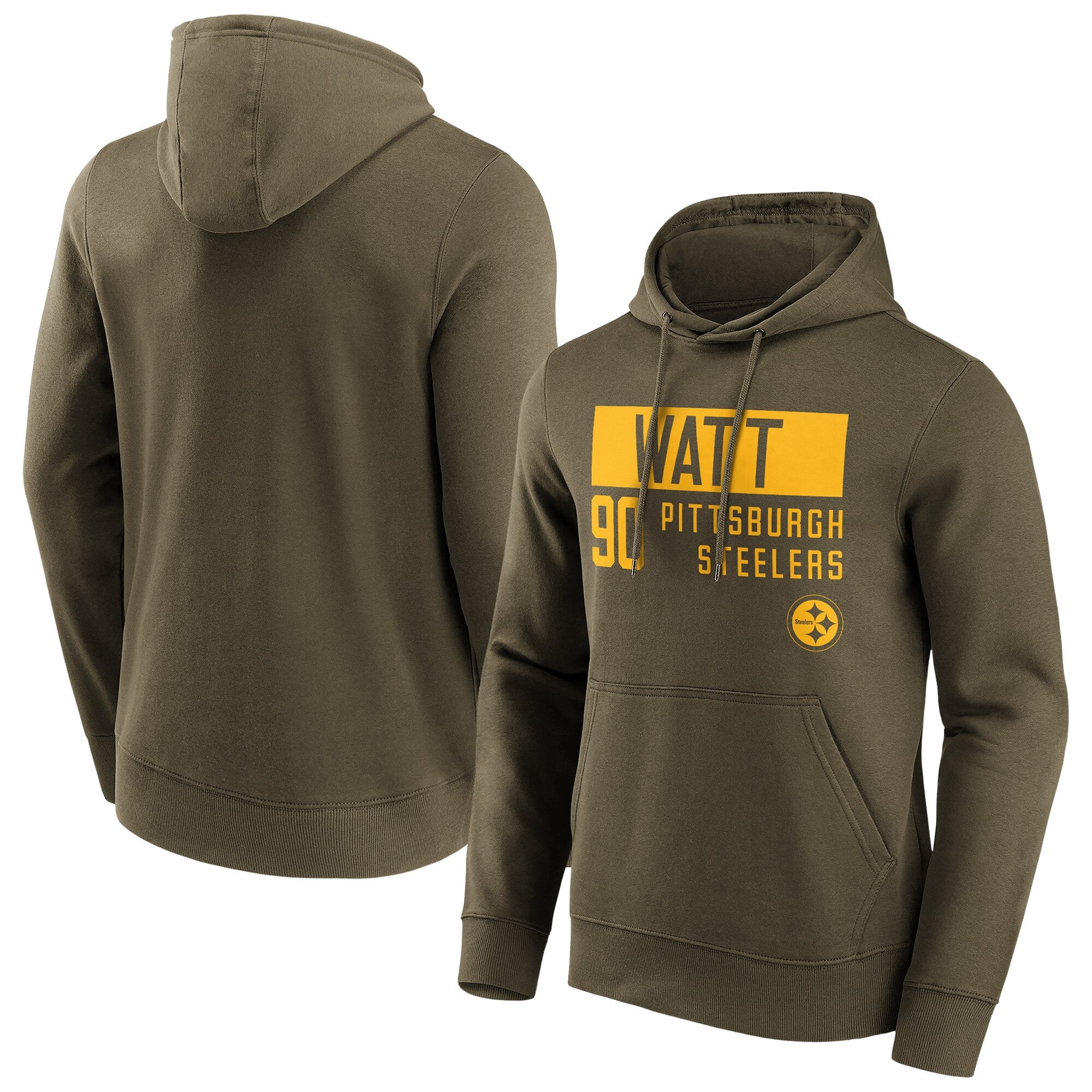 Felpa con cappuccio con nome e numero alla moda dei Pittsburgh Steelers - TJ Watt - Uomo - Grande e alto