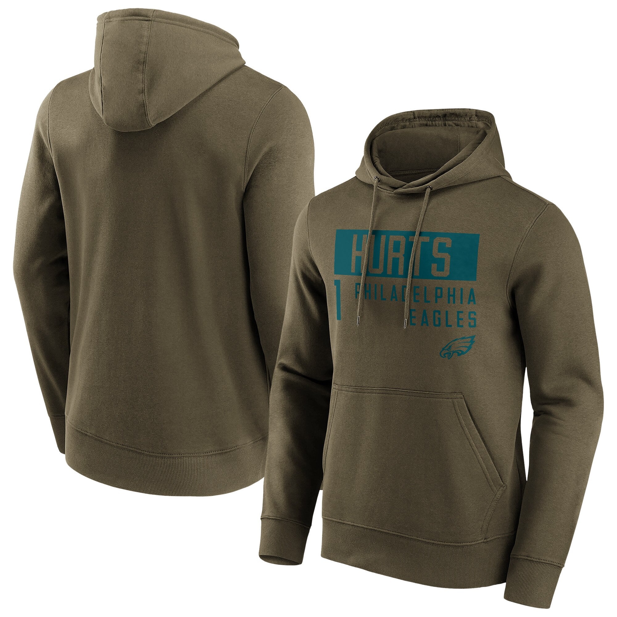 Felpa con cappuccio con nome e numero alla moda dei Philadelphia Eagles - Jalen Hurts - Uomo