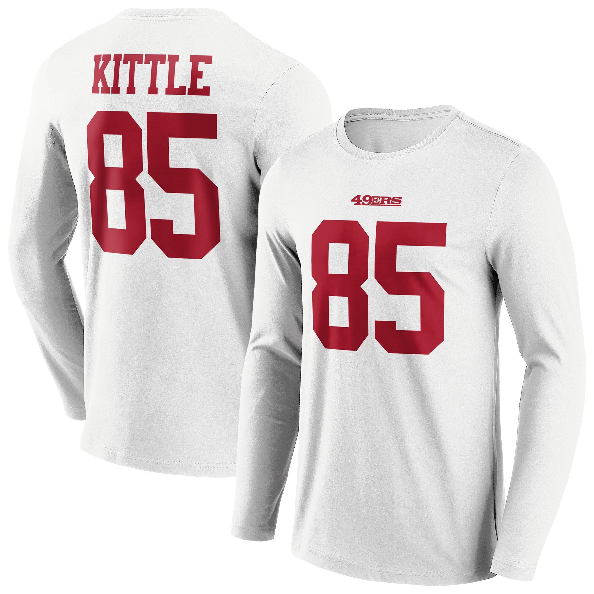 San Francisco 49ers Road Name & Number Long Sleeve T-Shirt – George Kittle – Mens